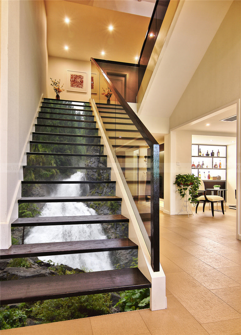 3D Violent River In The Mountains 128 Stair Risers
