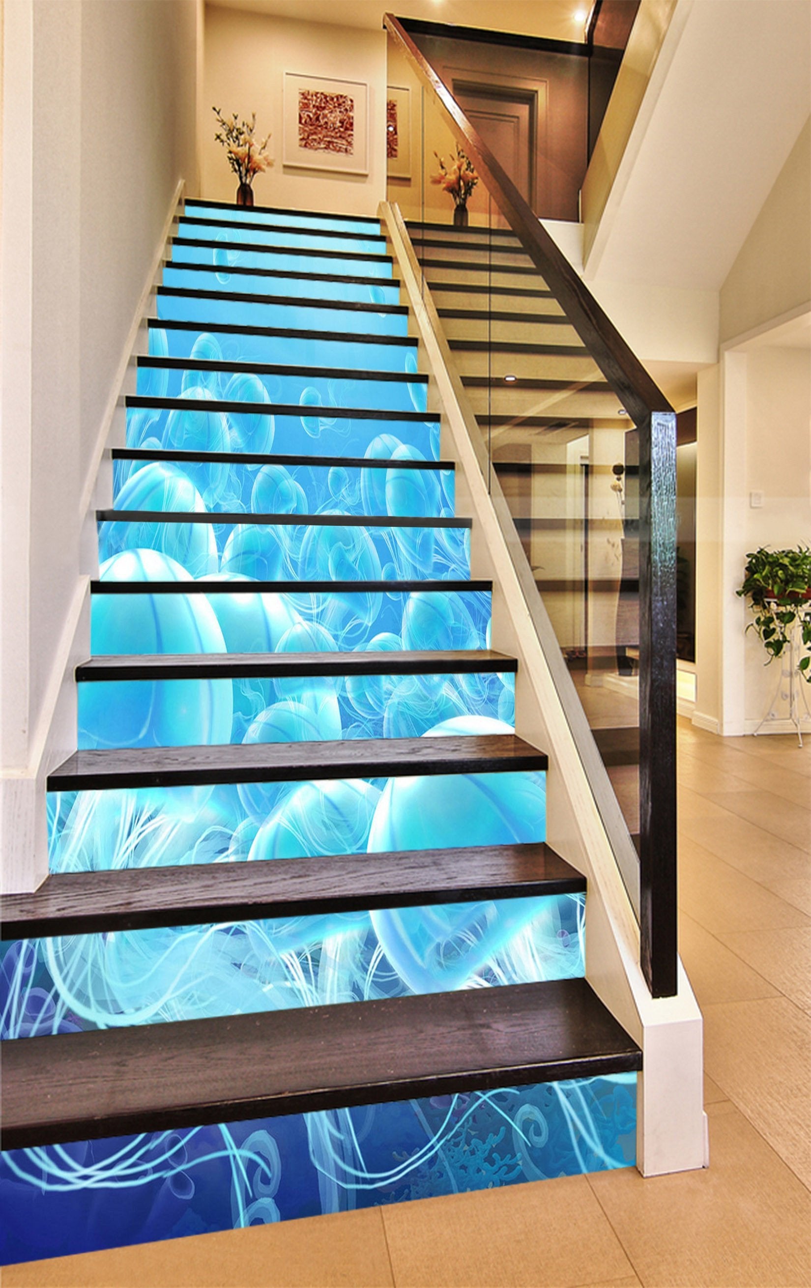 3D Flying Jellyfishes 1432 Stair Risers Wallpaper AJ Wallpaper
