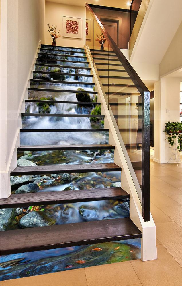 3D Beautiful River Scenery 553 Stair Risers Wallpaper AJ Wallpaper