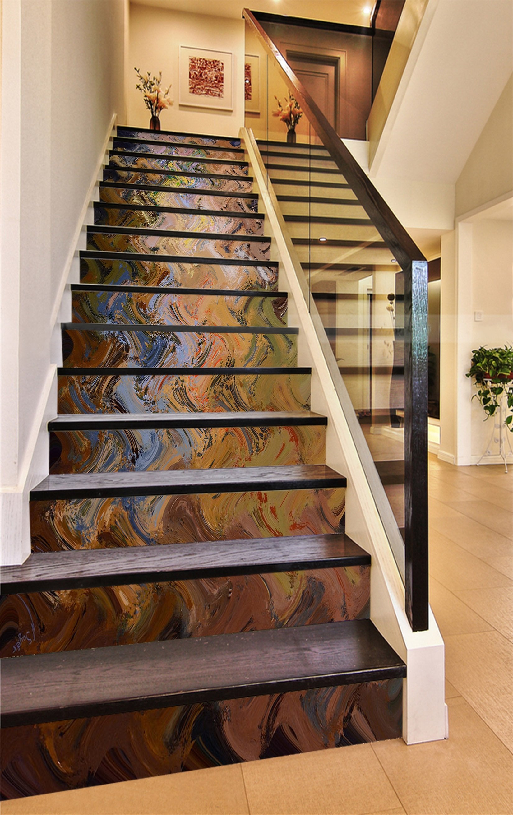 3D Bone Painting 481 Marble Tile Texture Stair Risers Wallpaper AJ Wallpaper