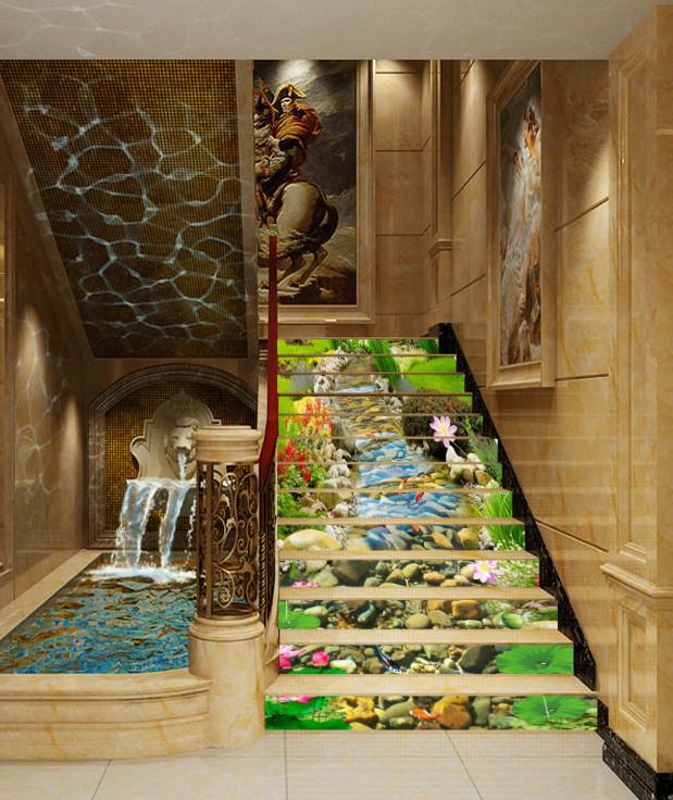 3D Pretty River Stones 405 Stair Risers Wallpaper AJ Wallpaper
