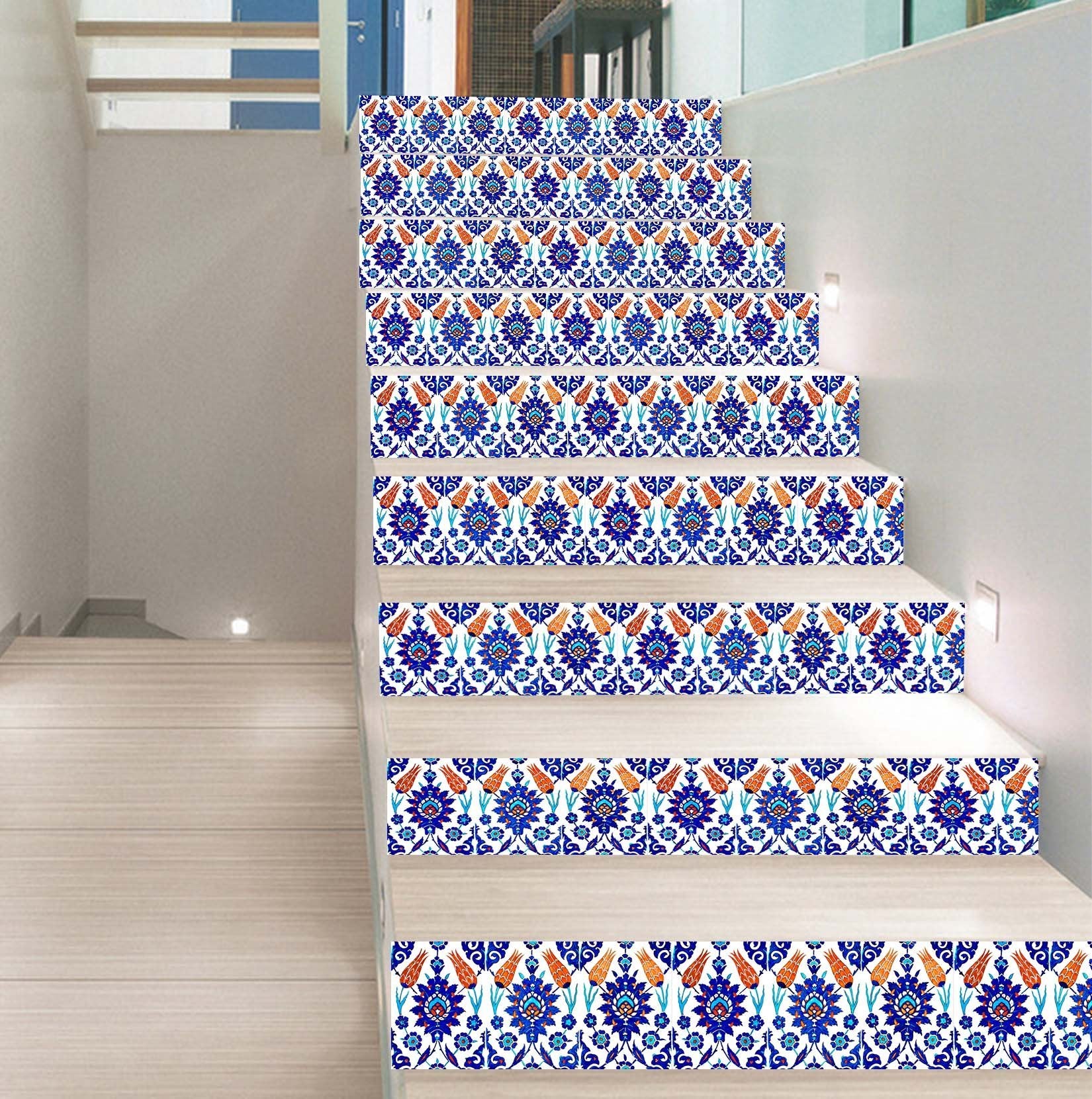 3D Blue Pattern 835 Stair Risers Wallpaper AJ Wallpaper