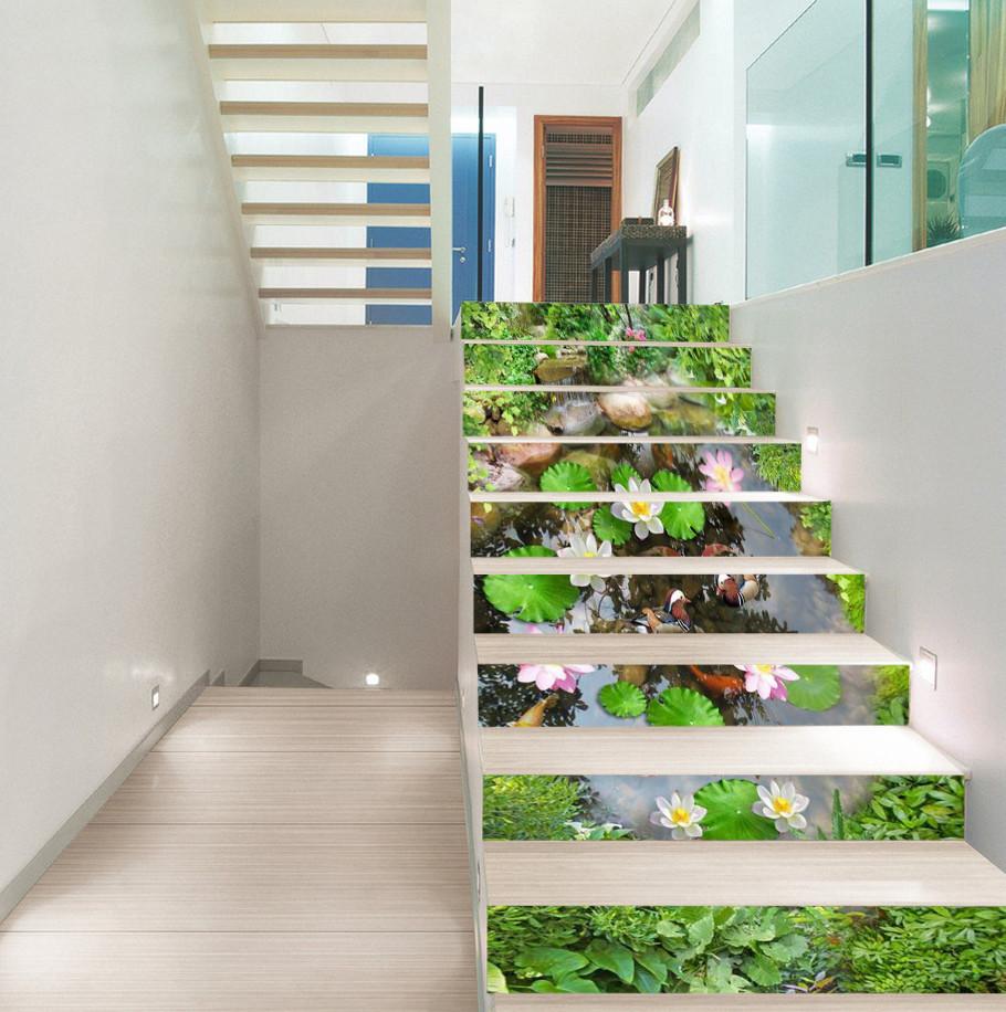3D Lovely Fish Pond 75 Stair Risers Wallpaper AJ Wallpaper