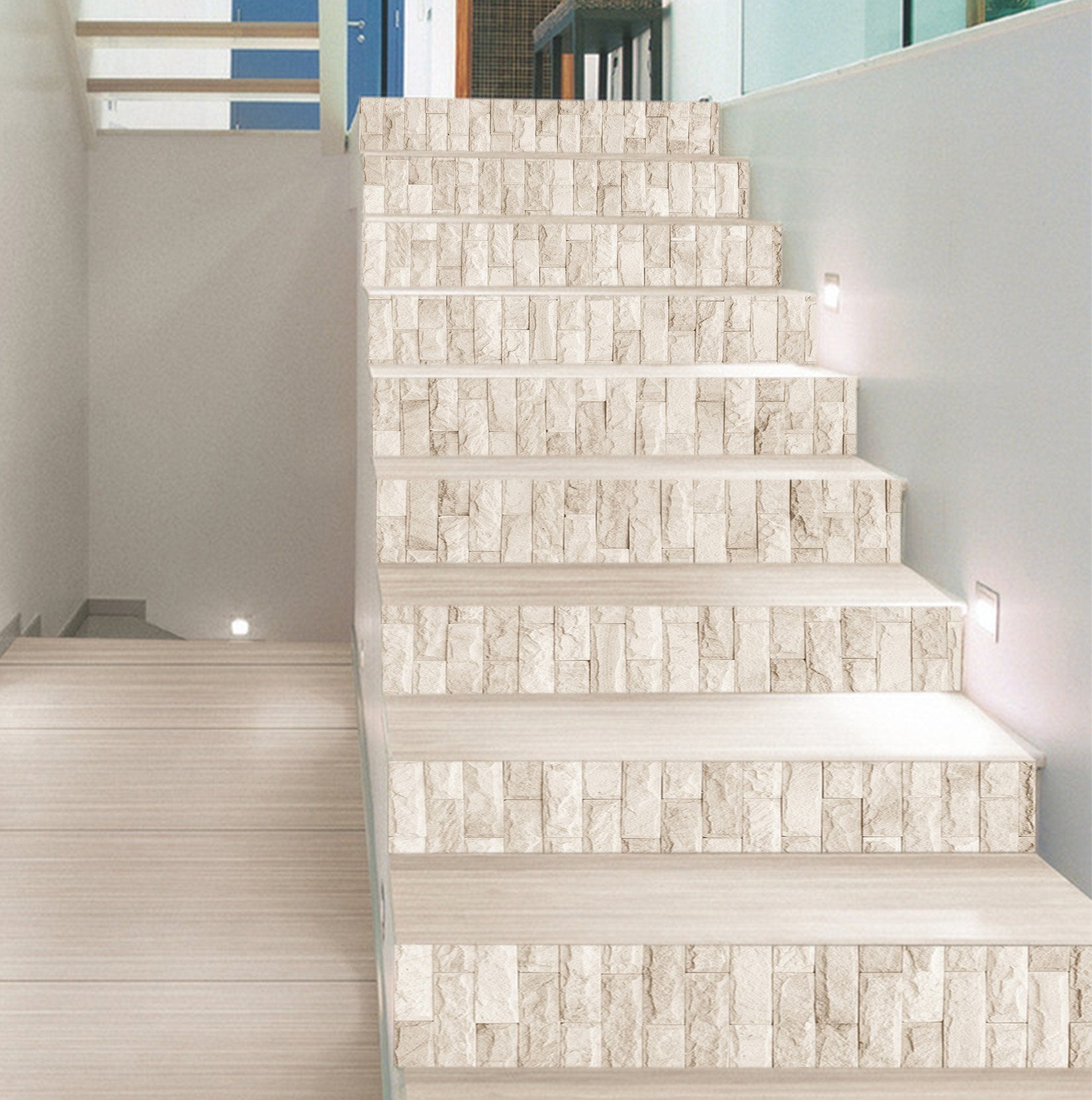 3D Vintage Rectangular Brick 658 Marble Tile Texture Stair Risers Wallpaper AJ Wallpaper