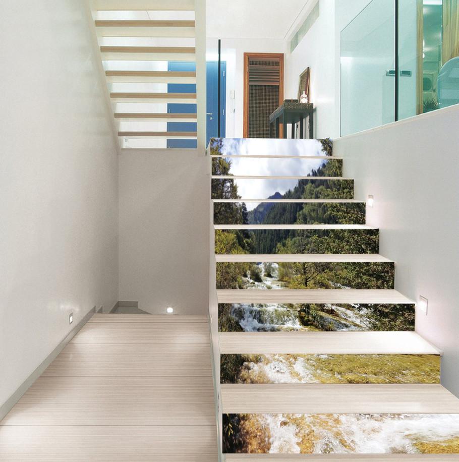 3D Mountains Flowing Water 111 Stair Risers Wallpaper AJ Wallpaper