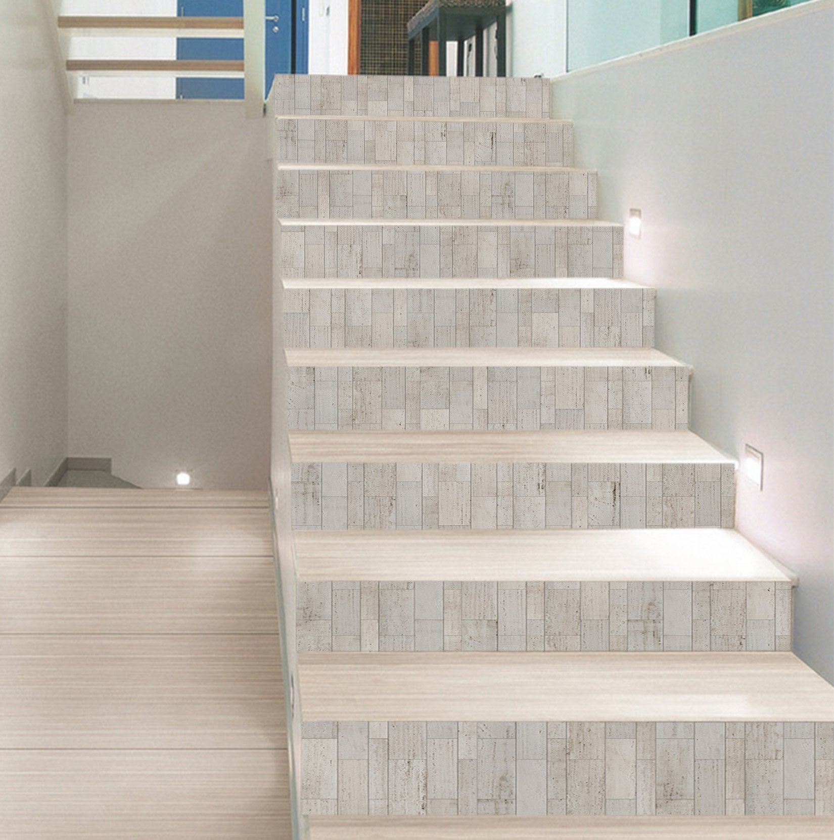 3D Simple Rectangle 65498 Marble Tile Texture Stair Risers Wallpaper AJ Wallpaper