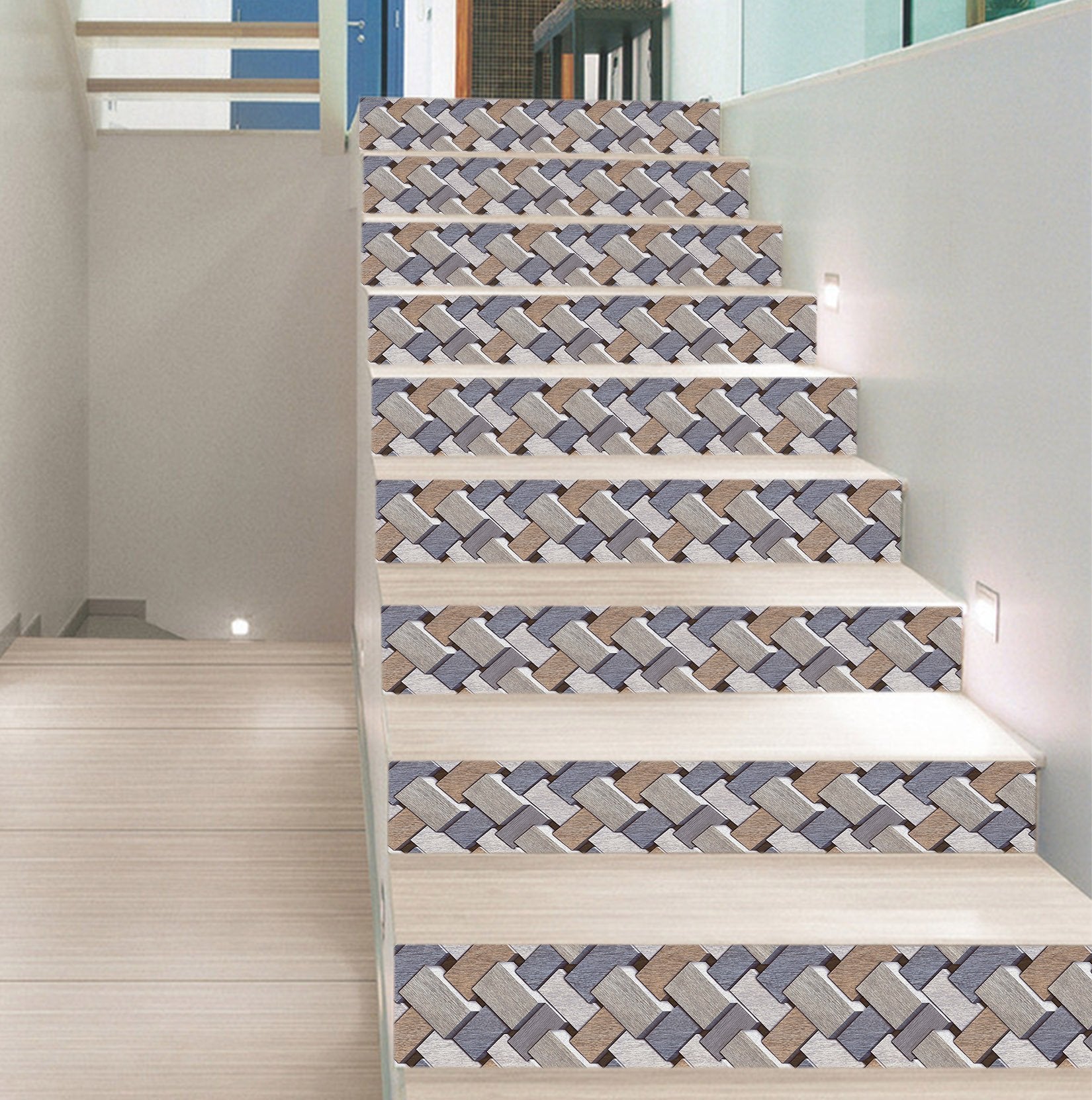 3D Cube Mosaic 257 Marble Tile Texture Stair Risers Wallpaper AJ Wallpaper