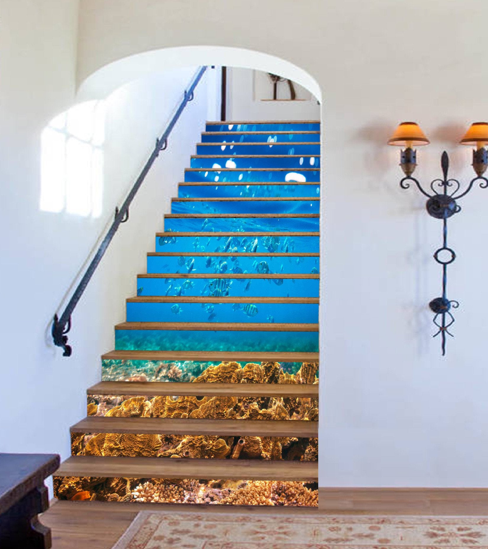 3D Ocean Corals Fishes 860 Stair Risers Wallpaper AJ Wallpaper