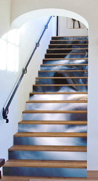 3D Flowing Rocks Stream 754 Stair Risers Wallpaper AJ Wallpaper