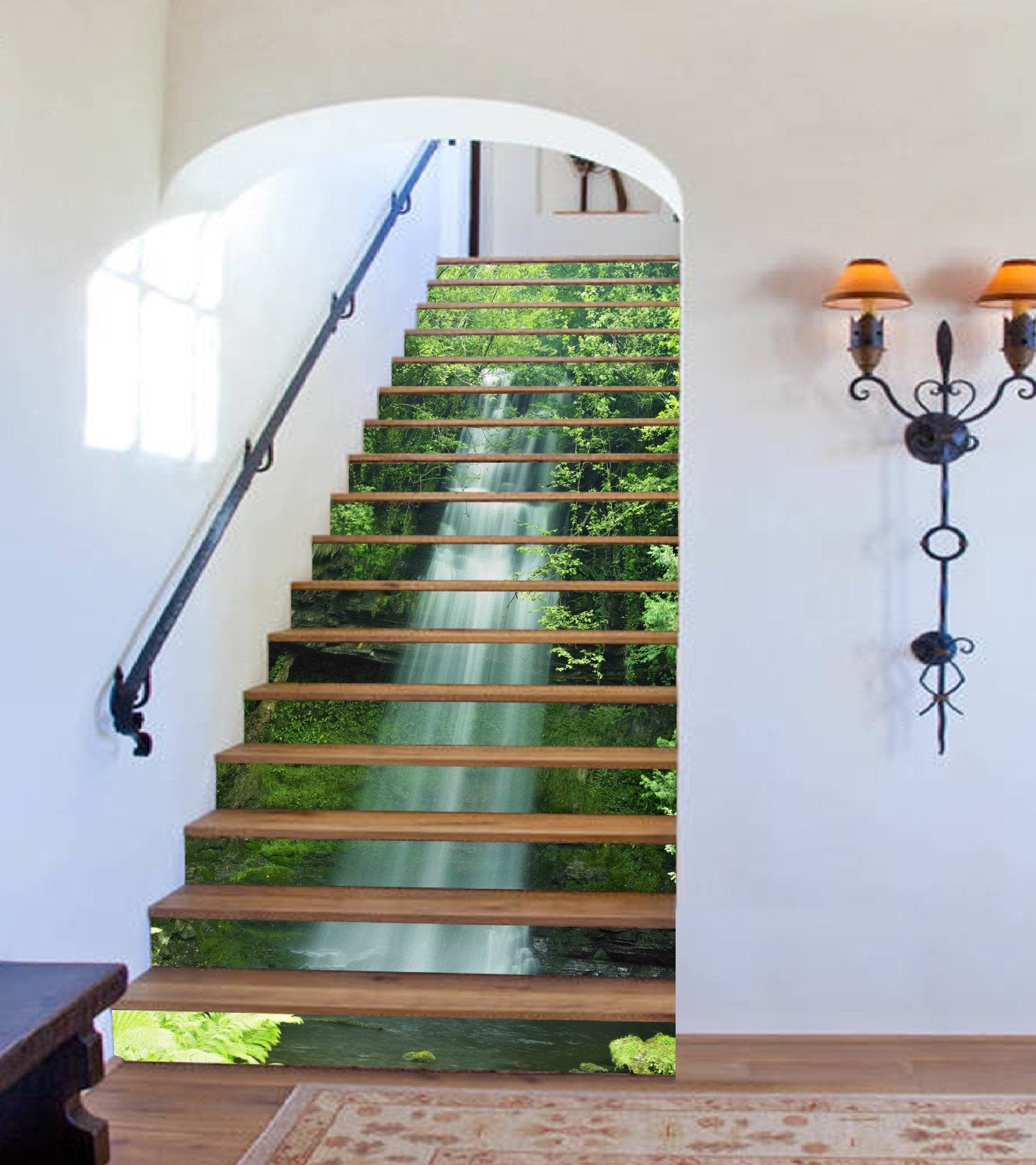 3D Waterfall Lake 723 Stair Risers Wallpaper AJ Wallpaper