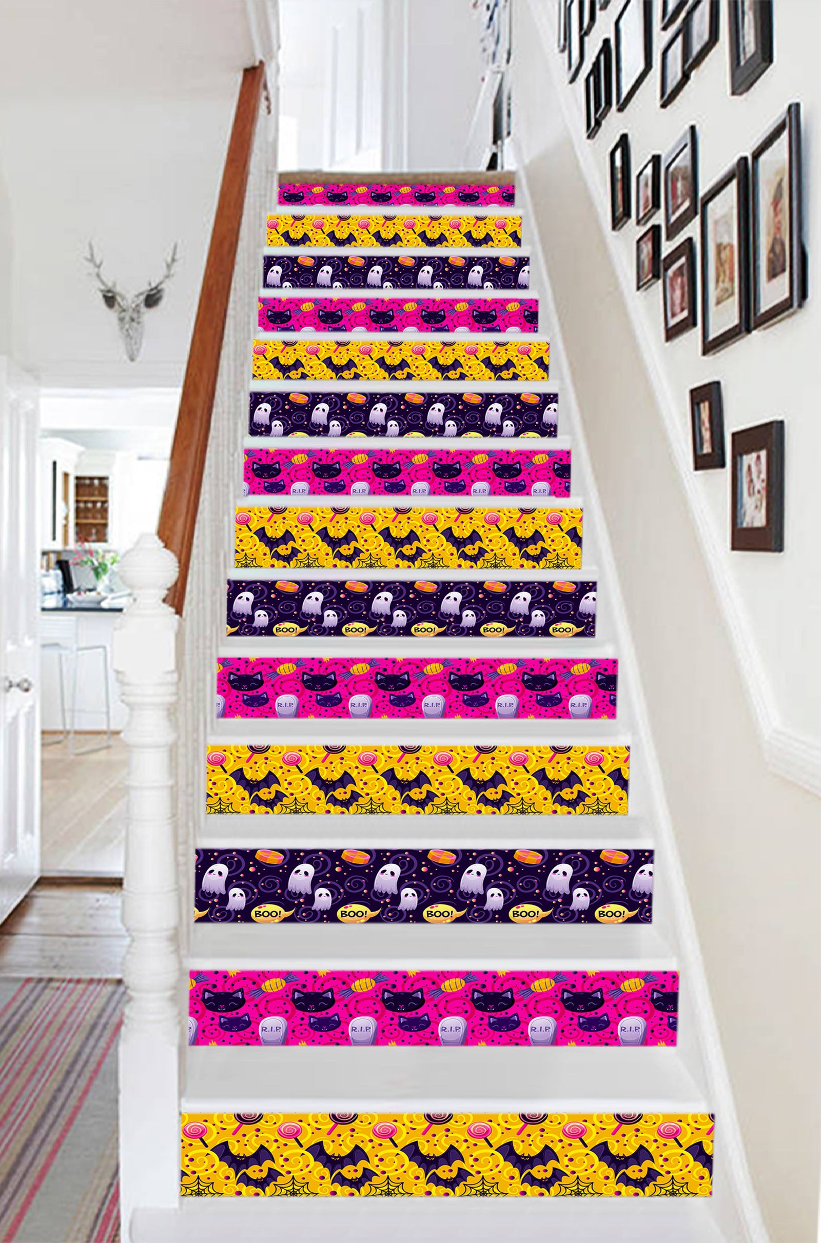 3D Magical Halloween Ghosts 654 Stair Risers