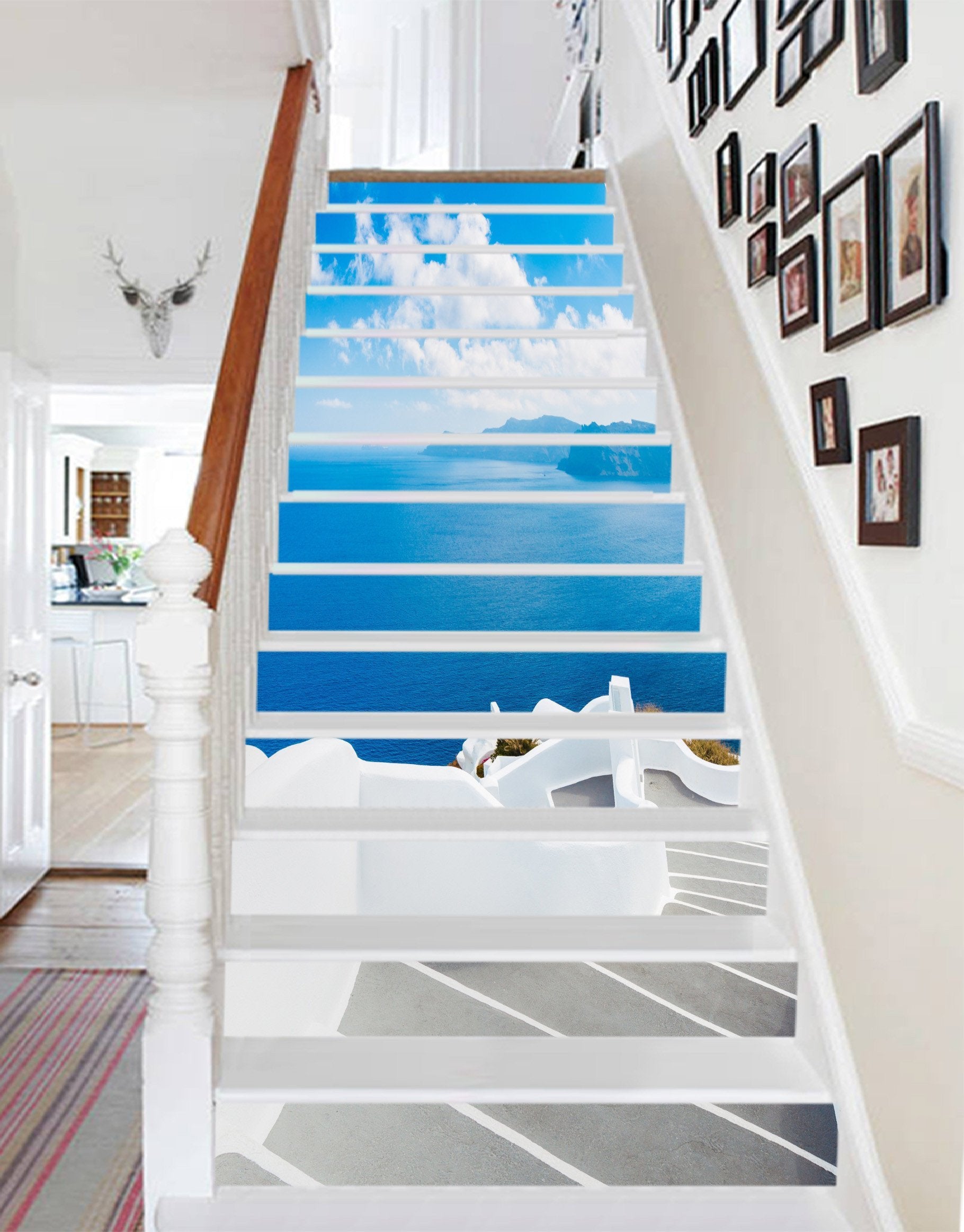 3D Seaside Stairs 1317 Stair Risers Wallpaper AJ Wallpaper