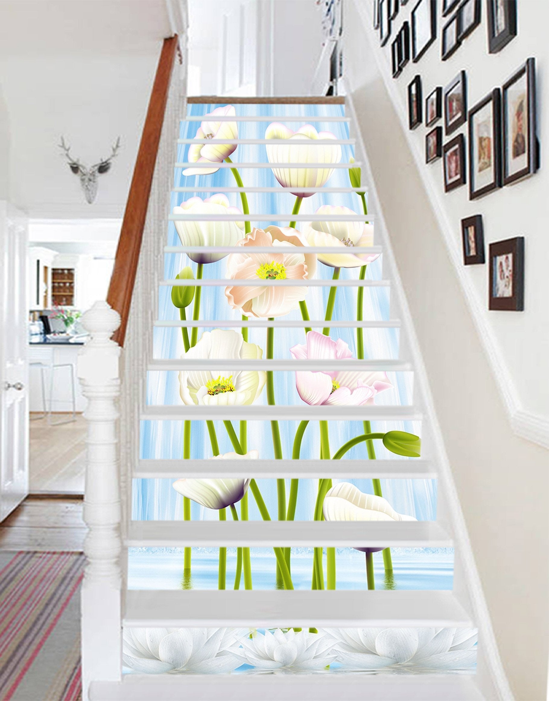 3D Elegant Pure Flowers 1512 Stair Risers Wallpaper AJ Wallpaper