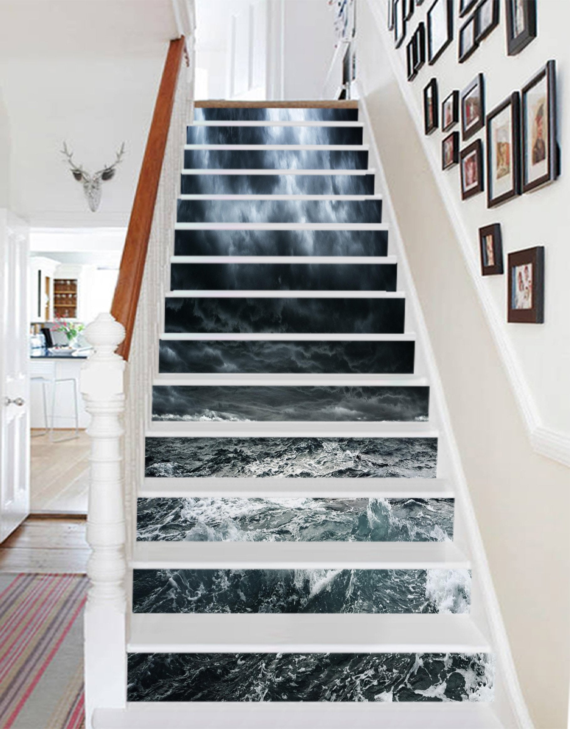 3D Dark Clouds Sea 865 Stair Risers Wallpaper AJ Wallpaper
