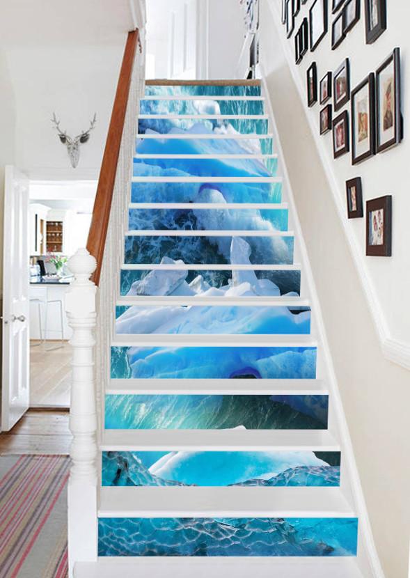 3D Ocean Ice Cubes 677 Stair Risers Wallpaper AJ Wallpaper