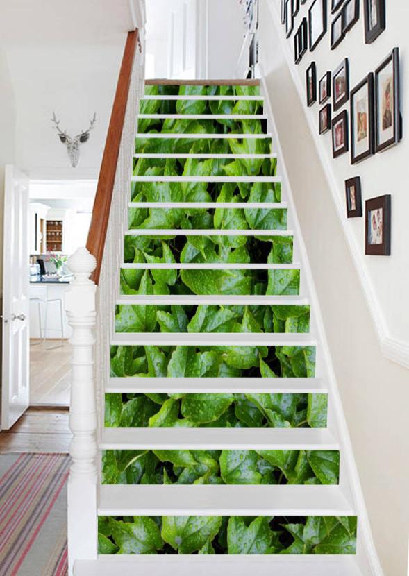 3D Fresh Leaves 653 Stair Risers Wallpaper AJ Wallpaper