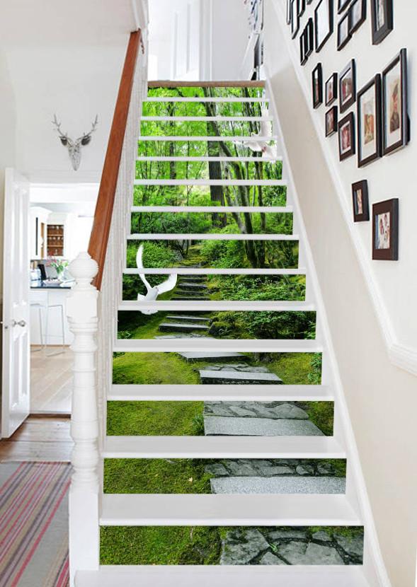 3D Forest Stairs Flying Birds 562 Stair Risers Wallpaper AJ Wallpaper
