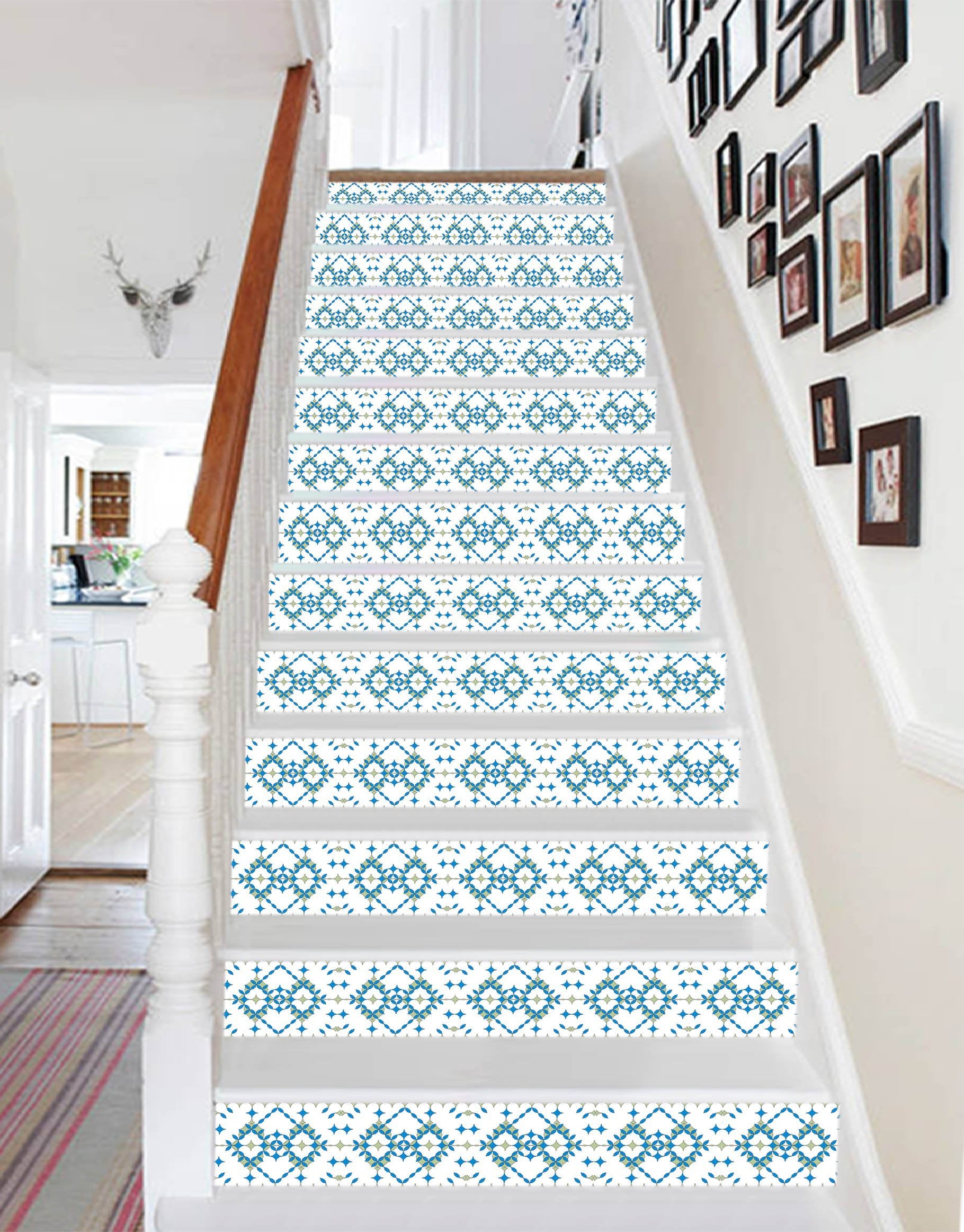 3D Blue Gird 108 Stair Risers Wallpaper AJ Wallpaper