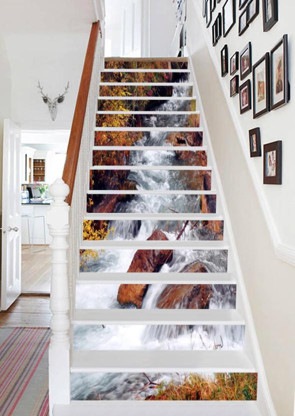 3D Running River 695 Stair Risers Wallpaper AJ Wallpaper