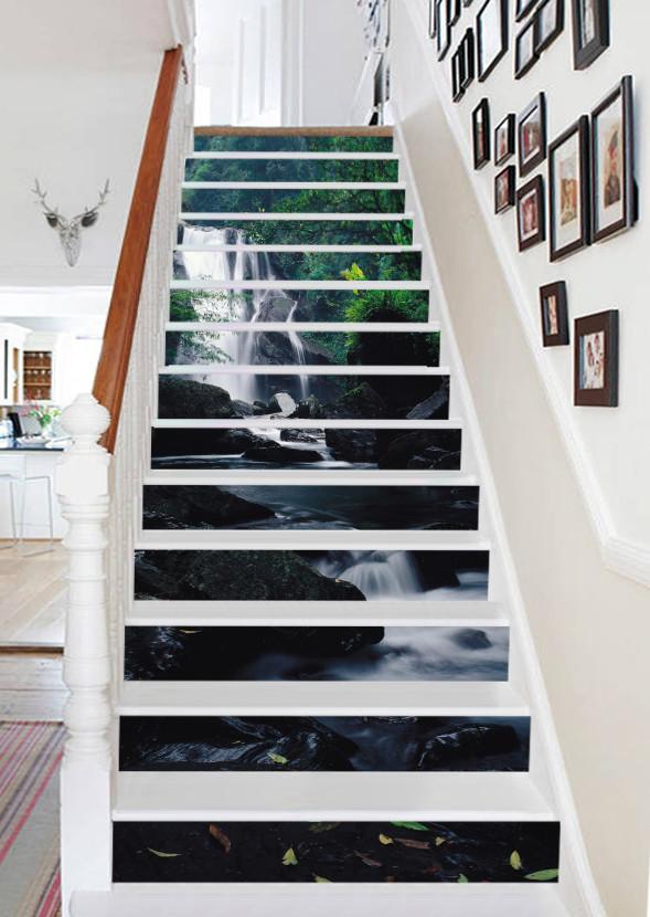 3D Mountain Valley River 753 Stair Risers Wallpaper AJ Wallpaper