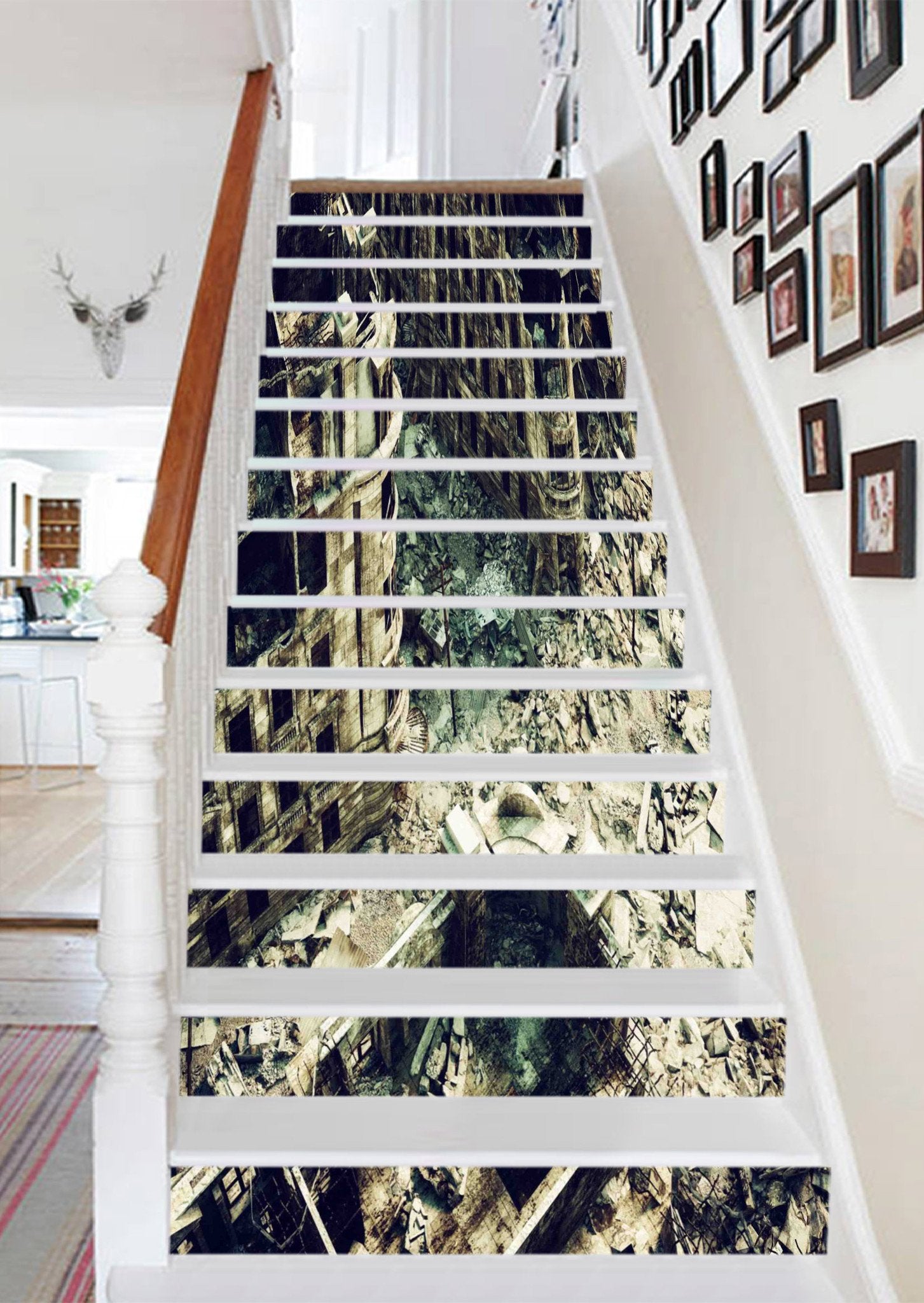 3D City Ruins 923 Stair Risers Wallpaper AJ Wallpaper