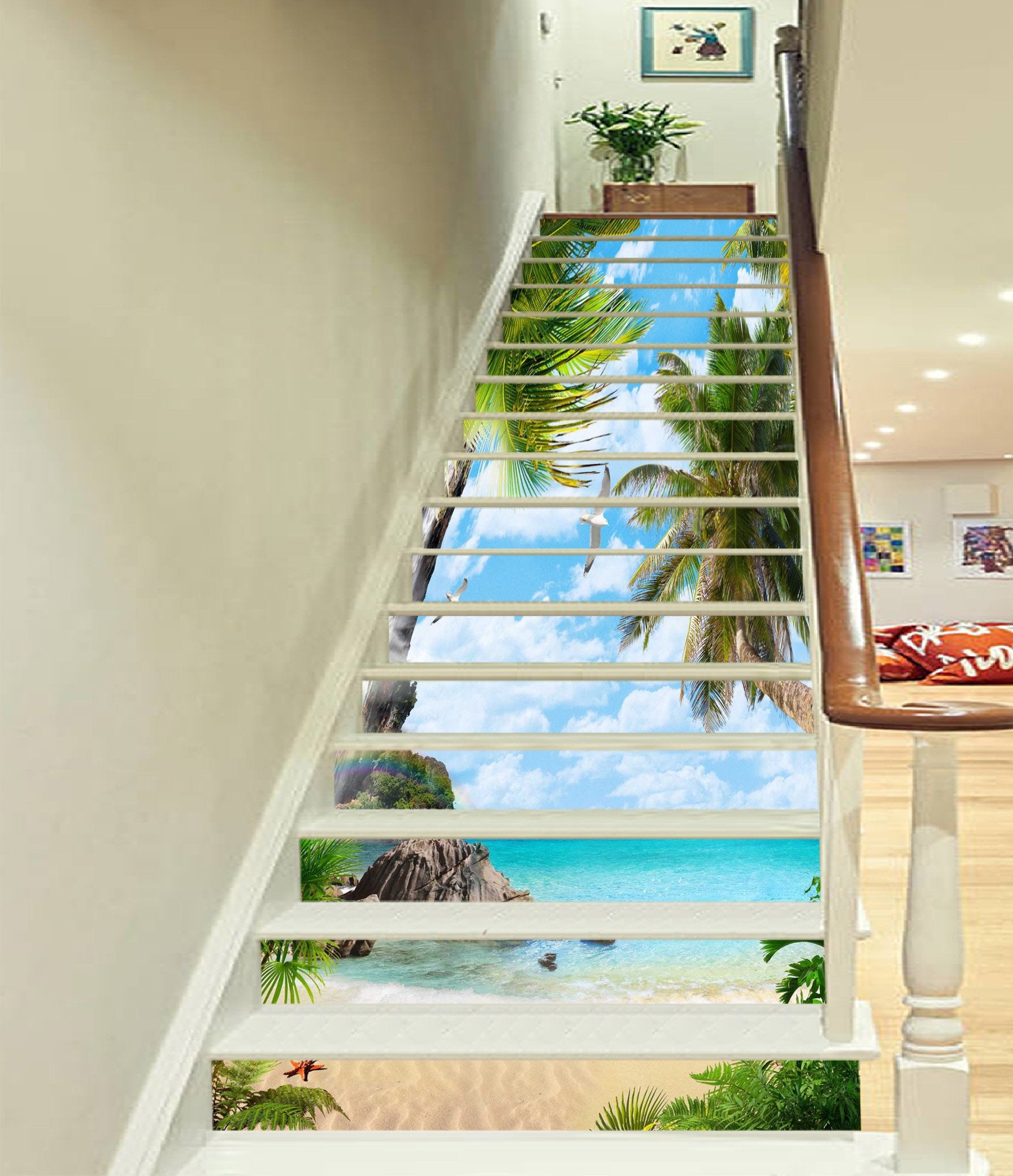 3D Beautiful Beach 780 Stair Risers Wallpaper AJ Wallpaper