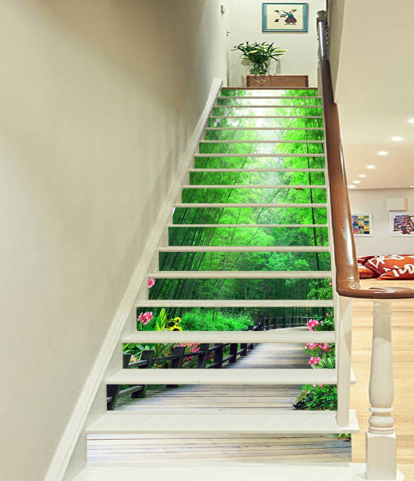 3D Bamboo Forest Wood Road 941 Stair Risers Wallpaper AJ Wallpaper
