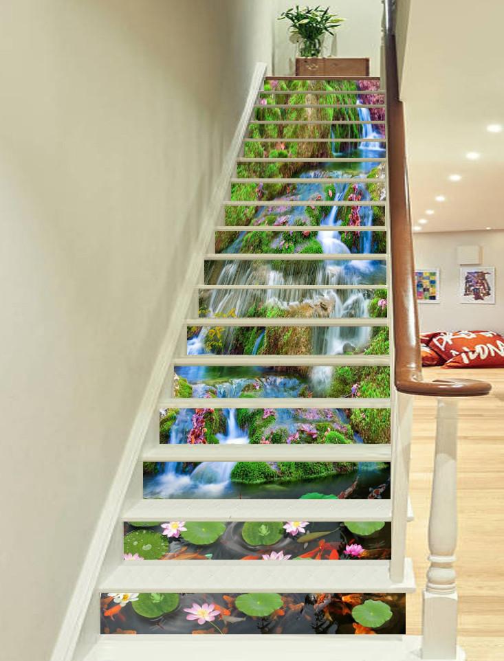3D Pretty Stream Fishes 669 Stair Risers Wallpaper AJ Wallpaper