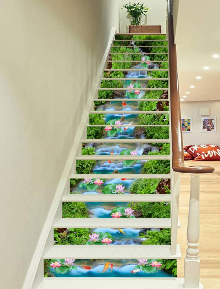 3D Beautiful River Flowers 565 Stair Risers Wallpaper AJ Wallpaper