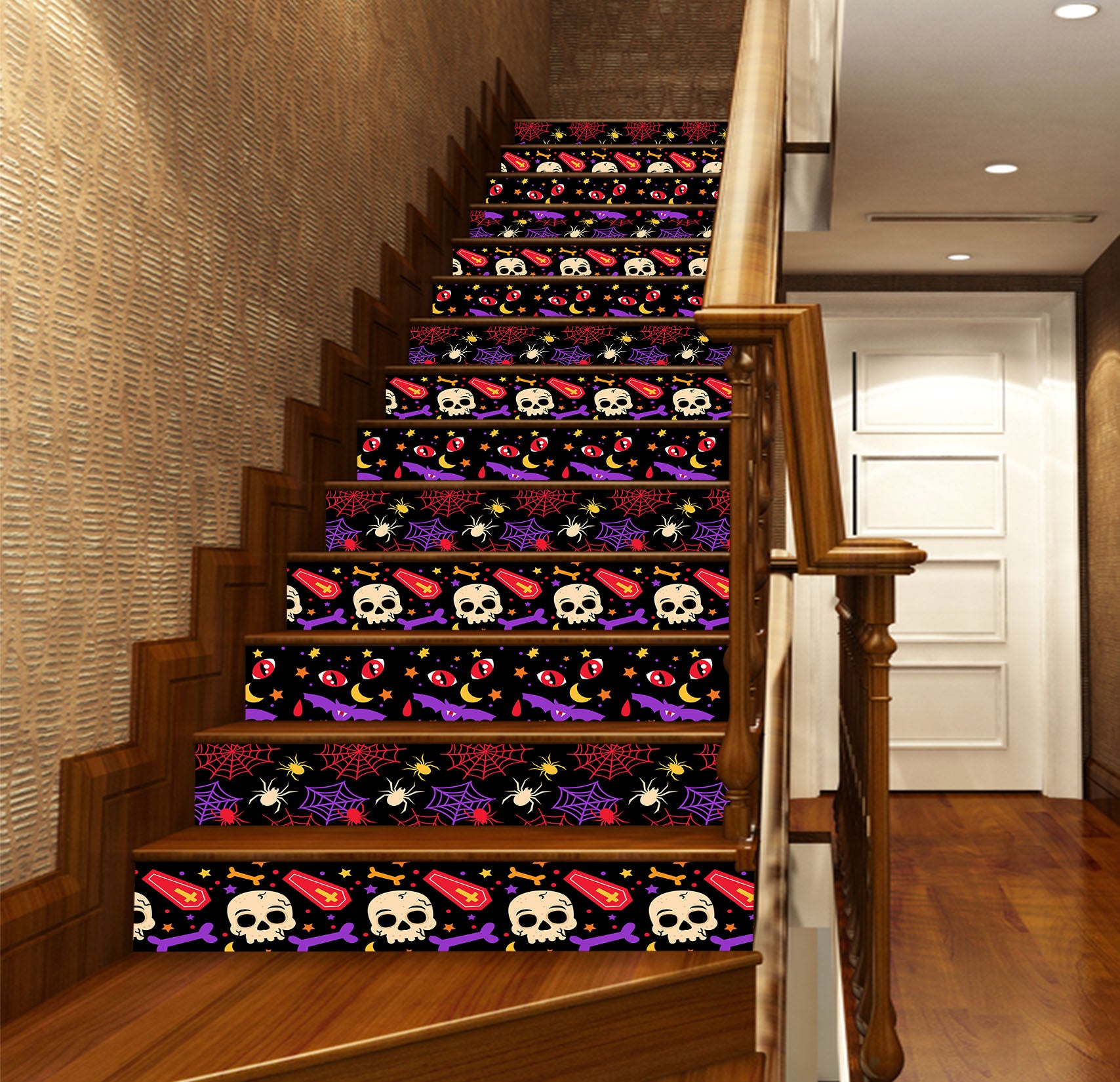 3D Skull Halloween 655 Stair Risers