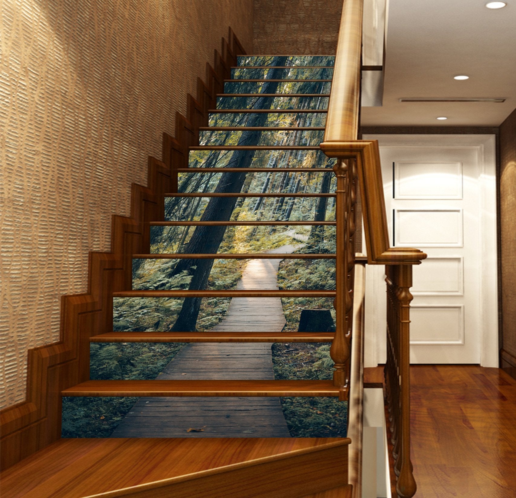 3D Forest Lane 3421 Stair Risers Wallpaper AJ Wallpaper