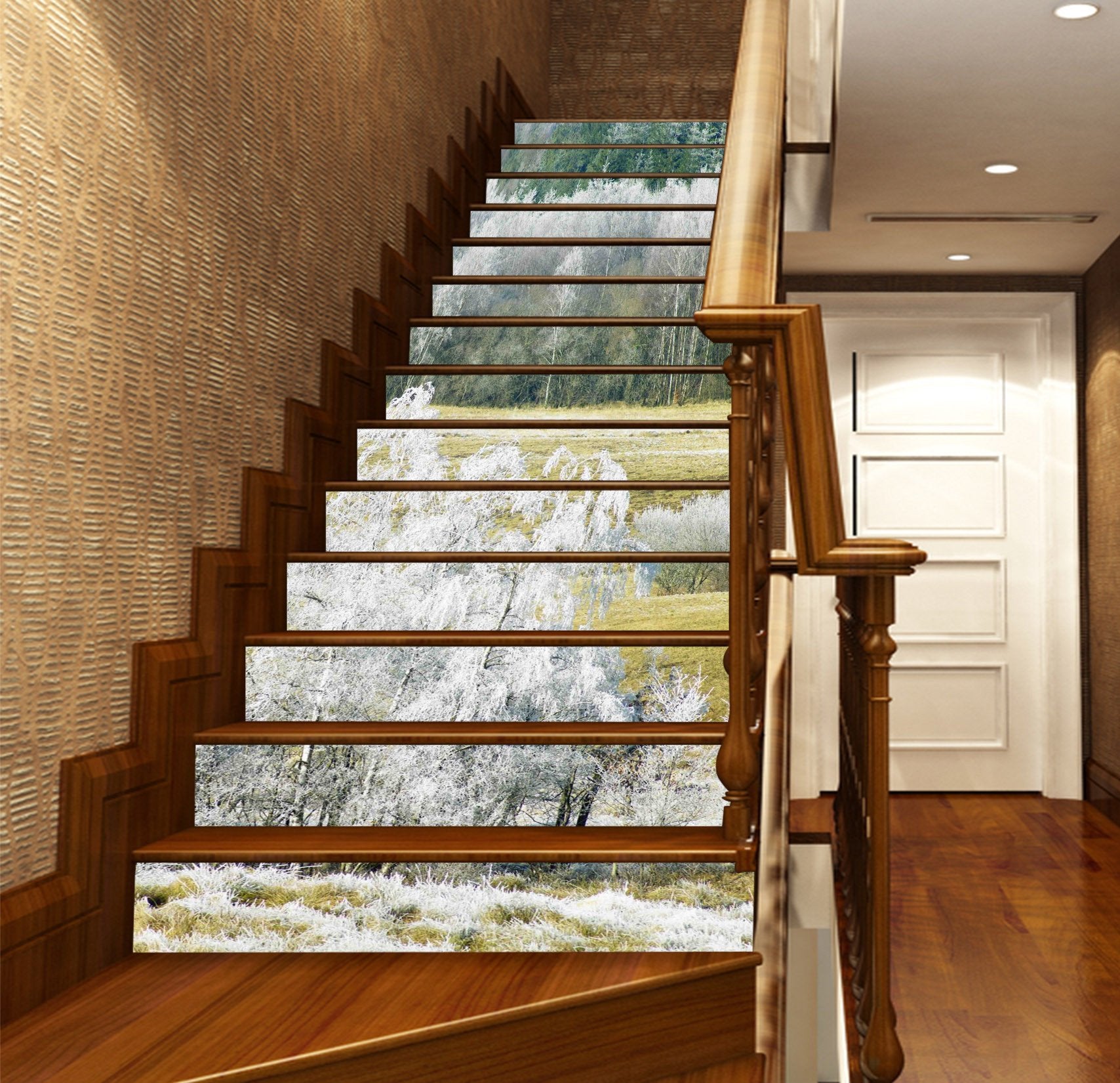 3D Silver Trees 848 Stair Risers Wallpaper AJ Wallpaper