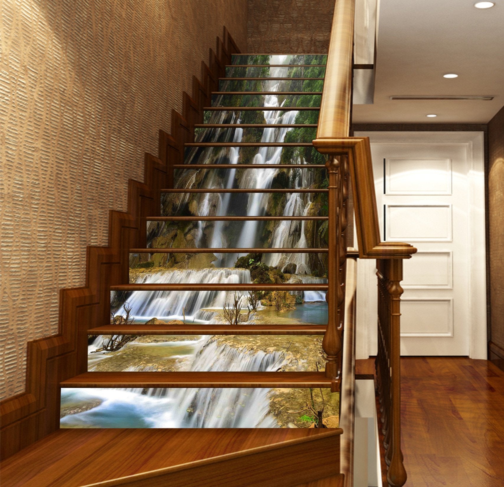 3D Pretty Misty Waterfalls 738 Stair Risers Wallpaper AJ Wallpaper