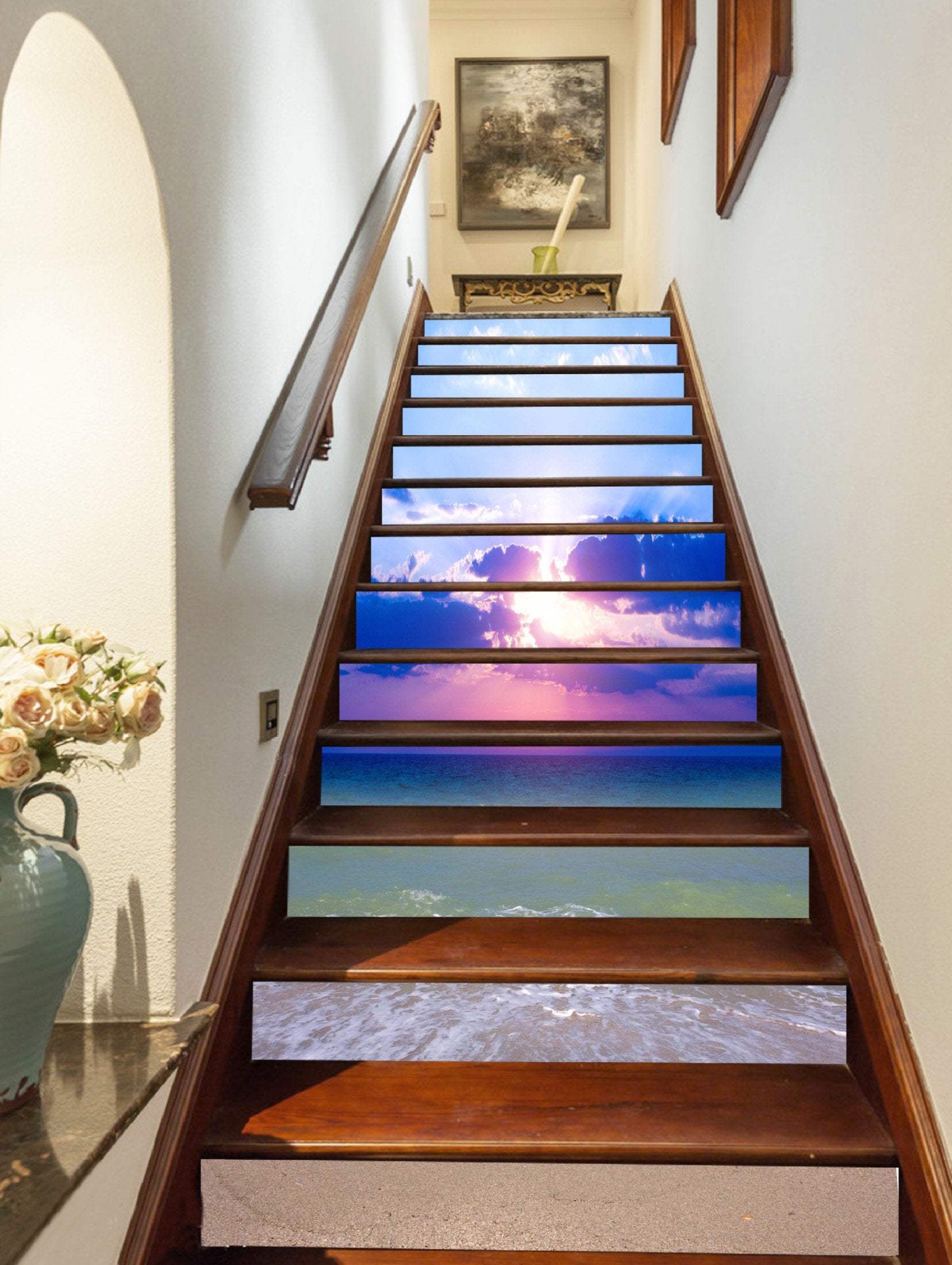 3D Pretty Sea Sunset Sky 1297 Stair Risers Wallpaper AJ Wallpaper