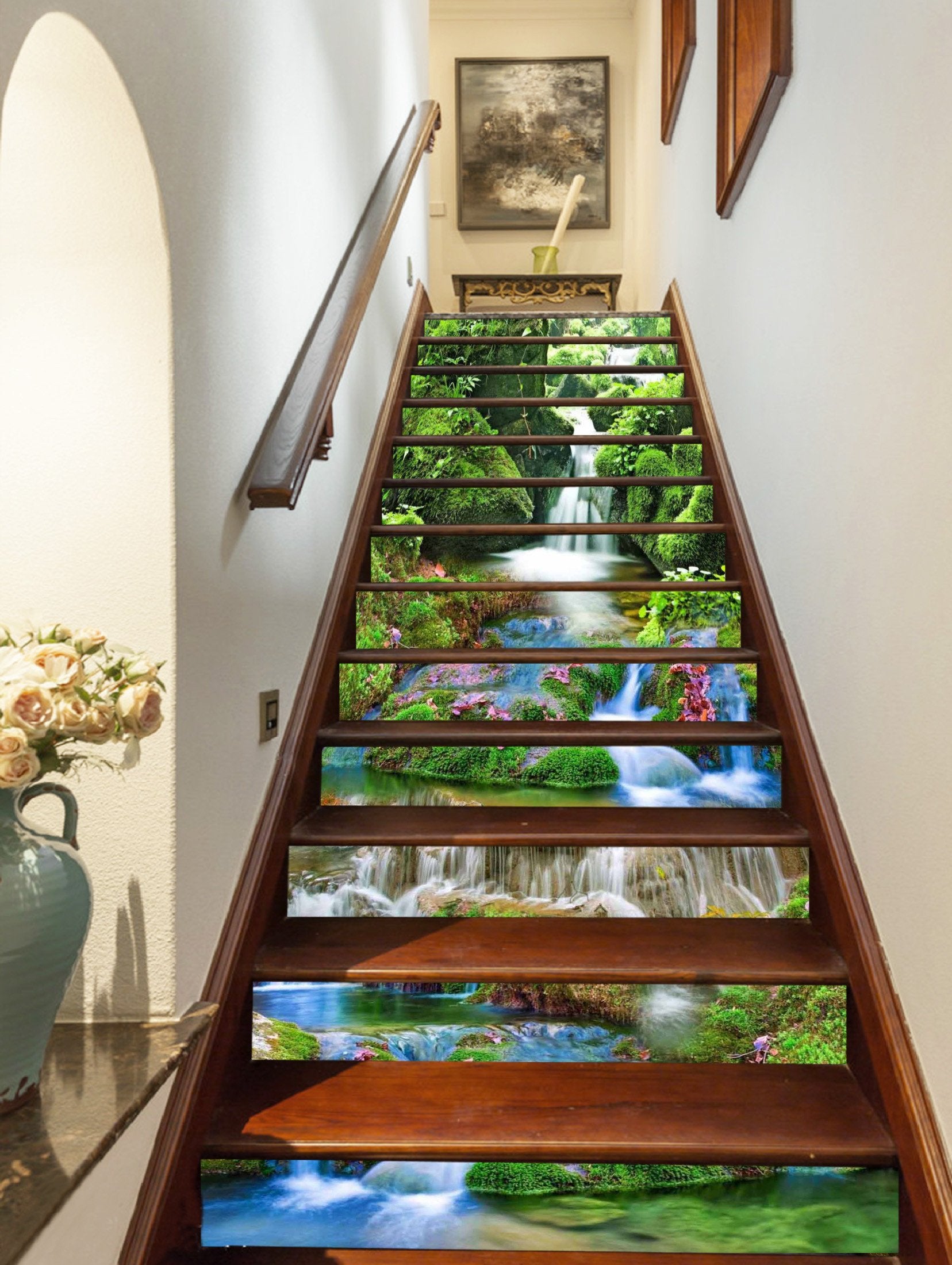 3D Stream Mosses 412 Stair Risers Wallpaper AJ Wallpaper