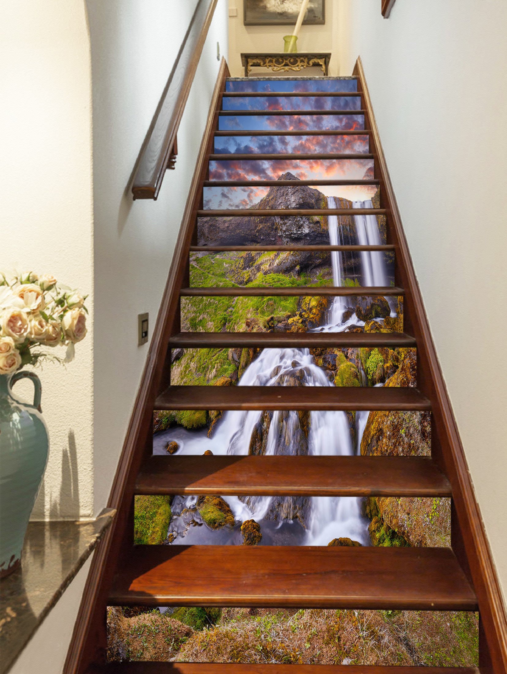 3D Magnificent Beautiful Waterfall 385 Stair Risers