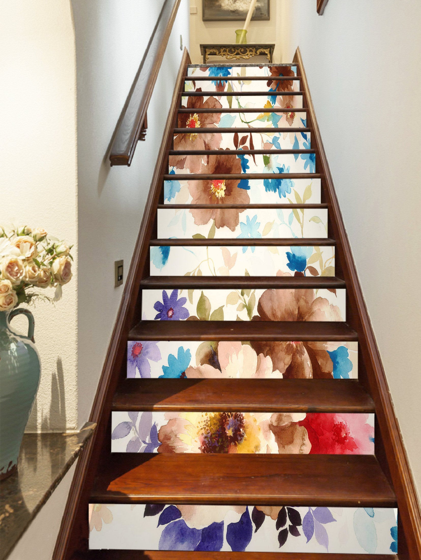 3D Color-dipped Flowers 314 Stair Risers