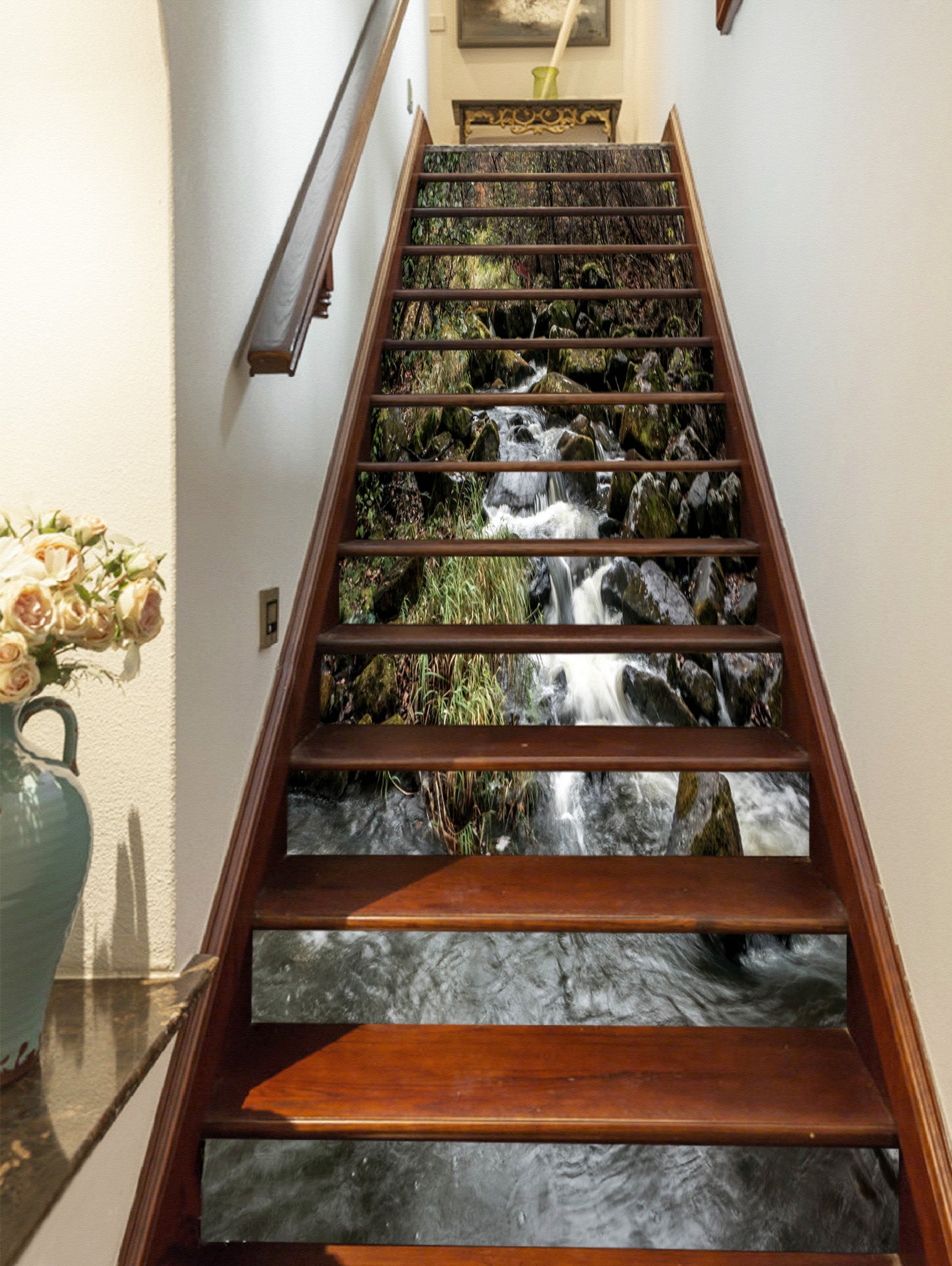 3D Deep Stone Flowing Water 548 Stair Risers