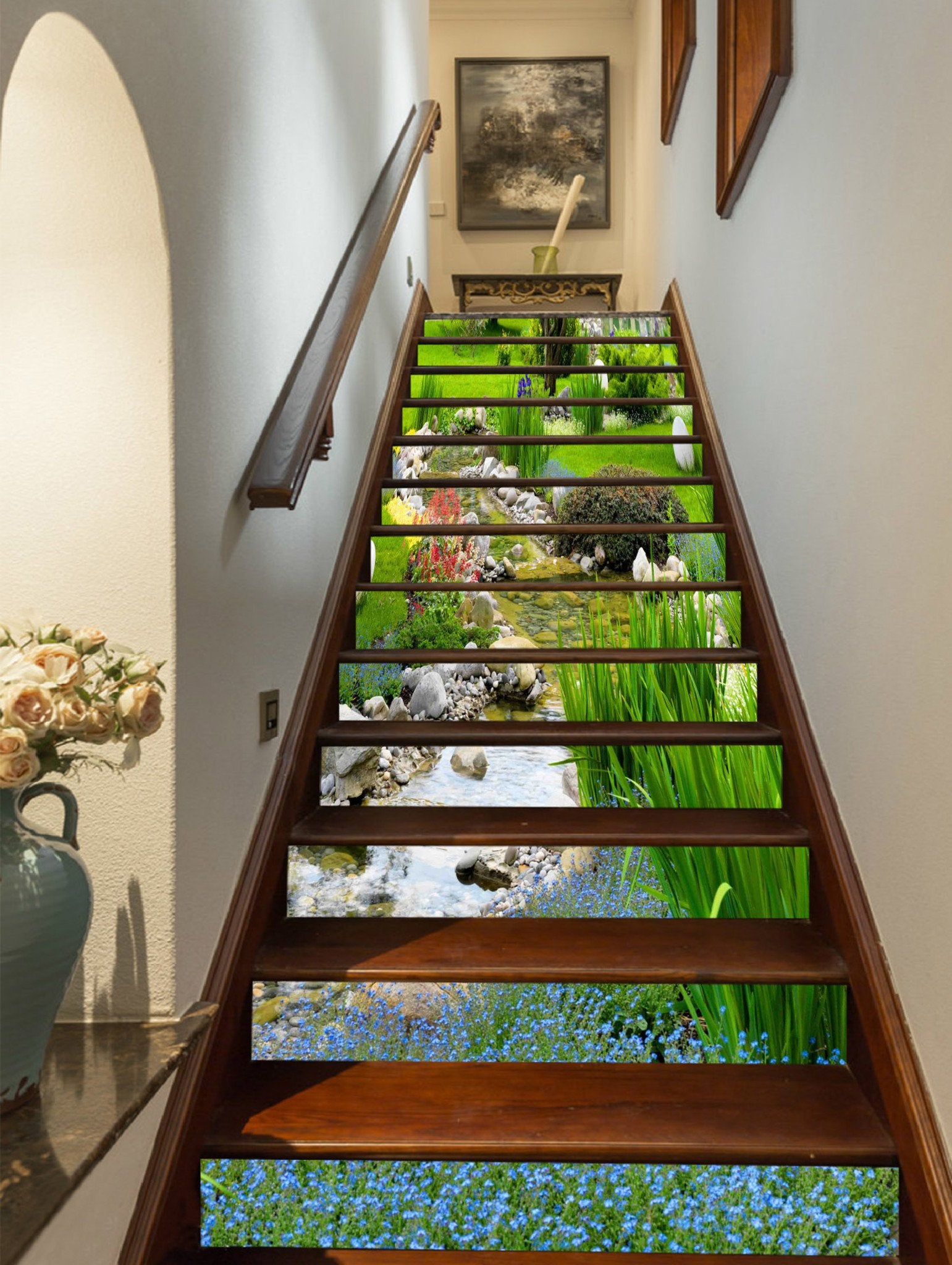3D Creek Scenery 931 Stair Risers Wallpaper AJ Wallpaper
