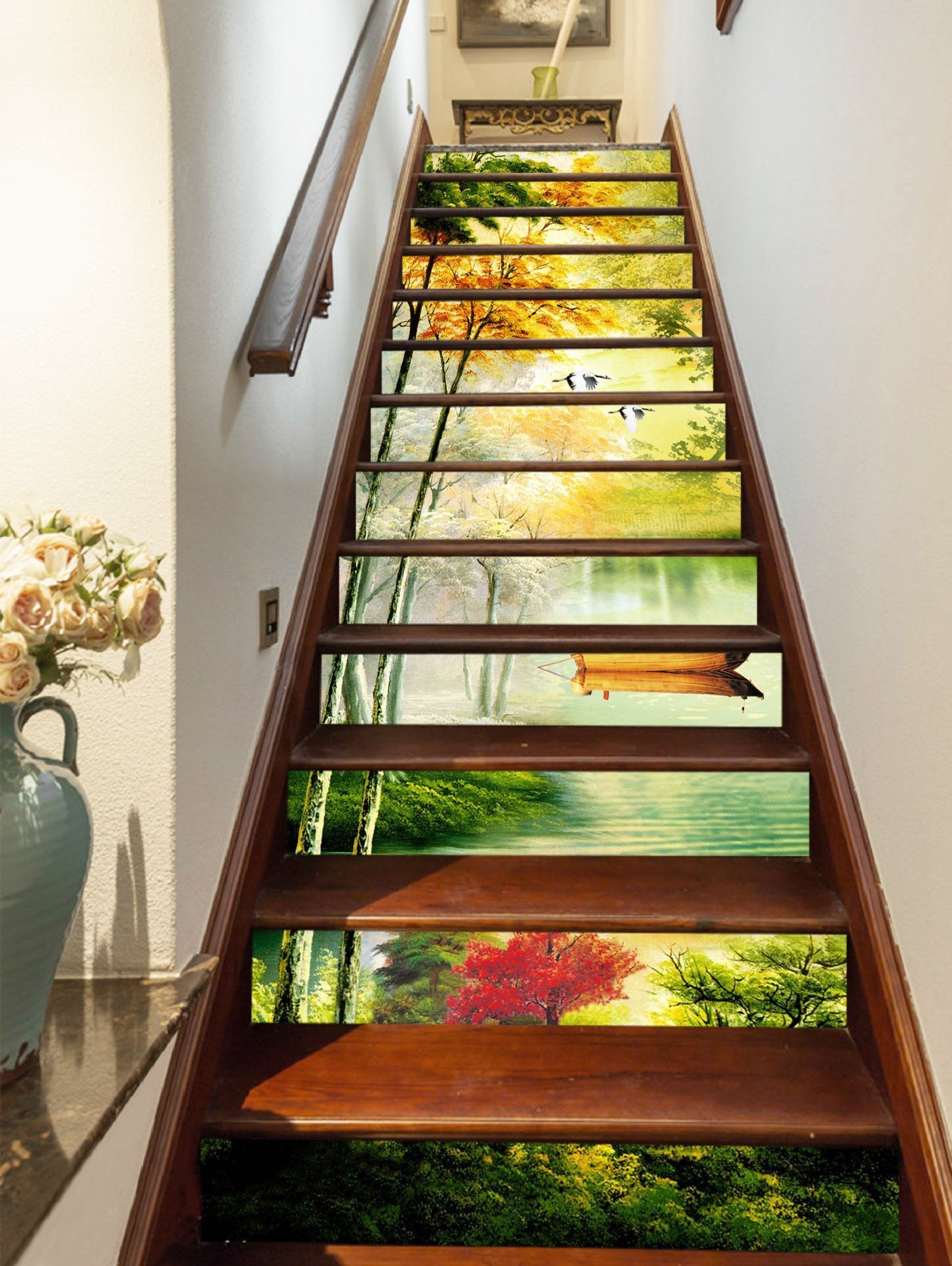 3D Peaceful Lake 1459 Stair Risers Wallpaper AJ Wallpaper