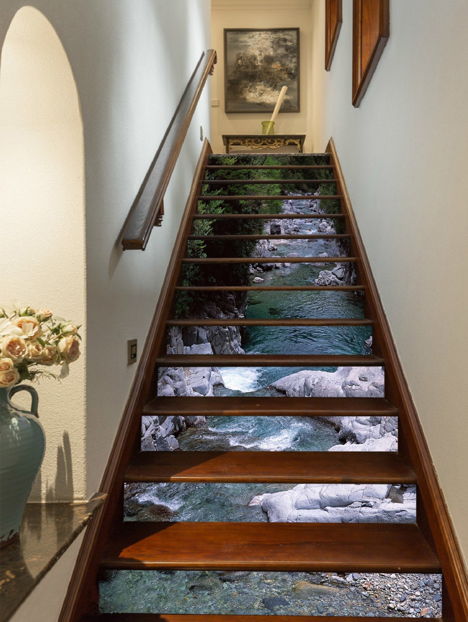 3D Stone River 967 Stair Risers Wallpaper AJ Wallpaper