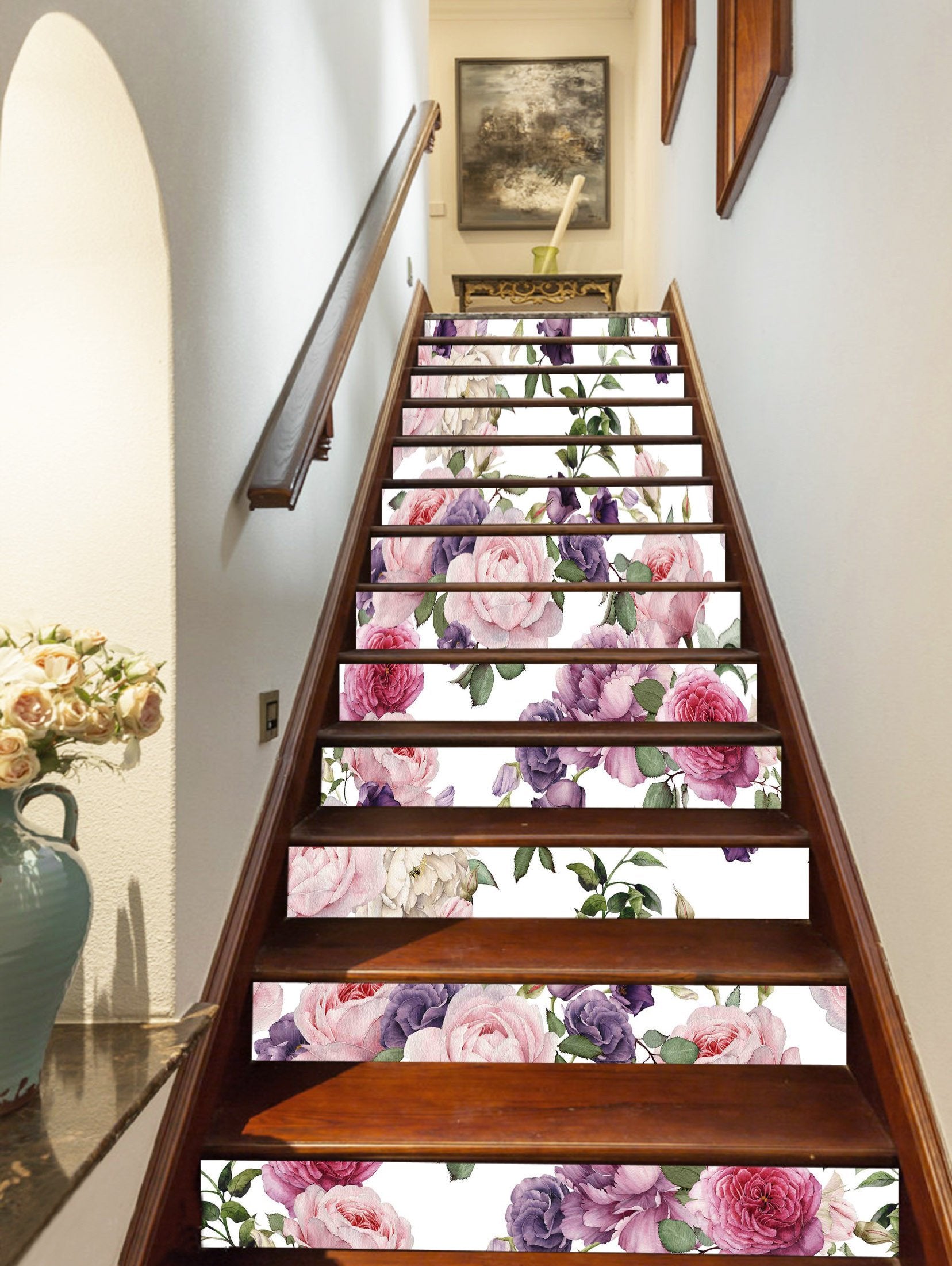 3D Camellia Flowers 1160 Stair Risers Wallpaper AJ Wallpaper