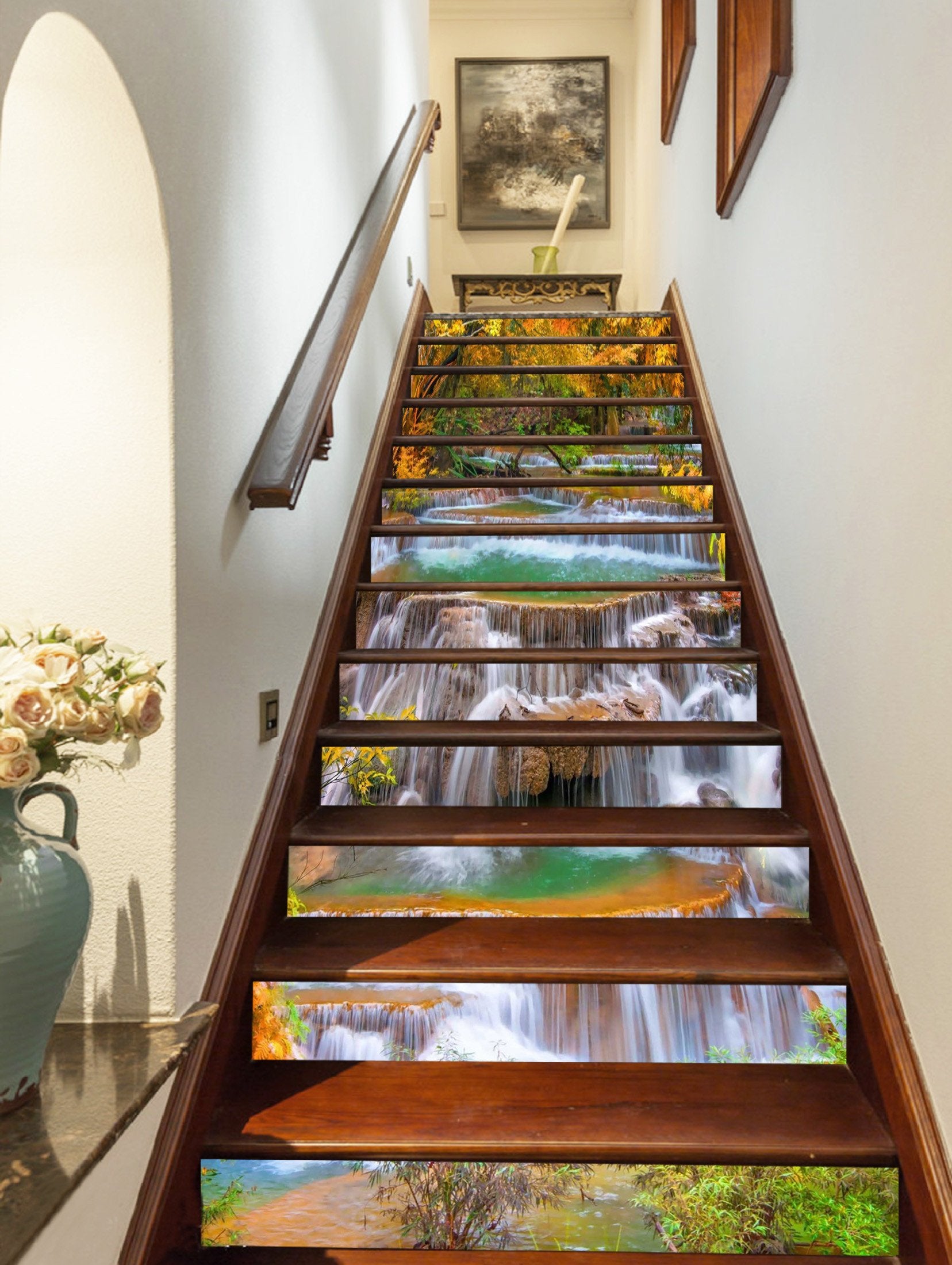 3D River Waterfalls Scenery 423 Stair Risers Wallpaper AJ Wallpaper