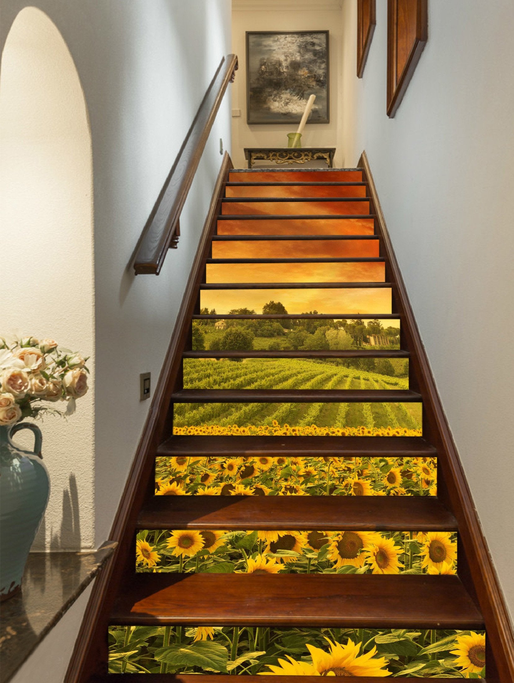 3D Sunflowers And Vineyard 405 Stair Risers Wallpaper AJ Wallpaper