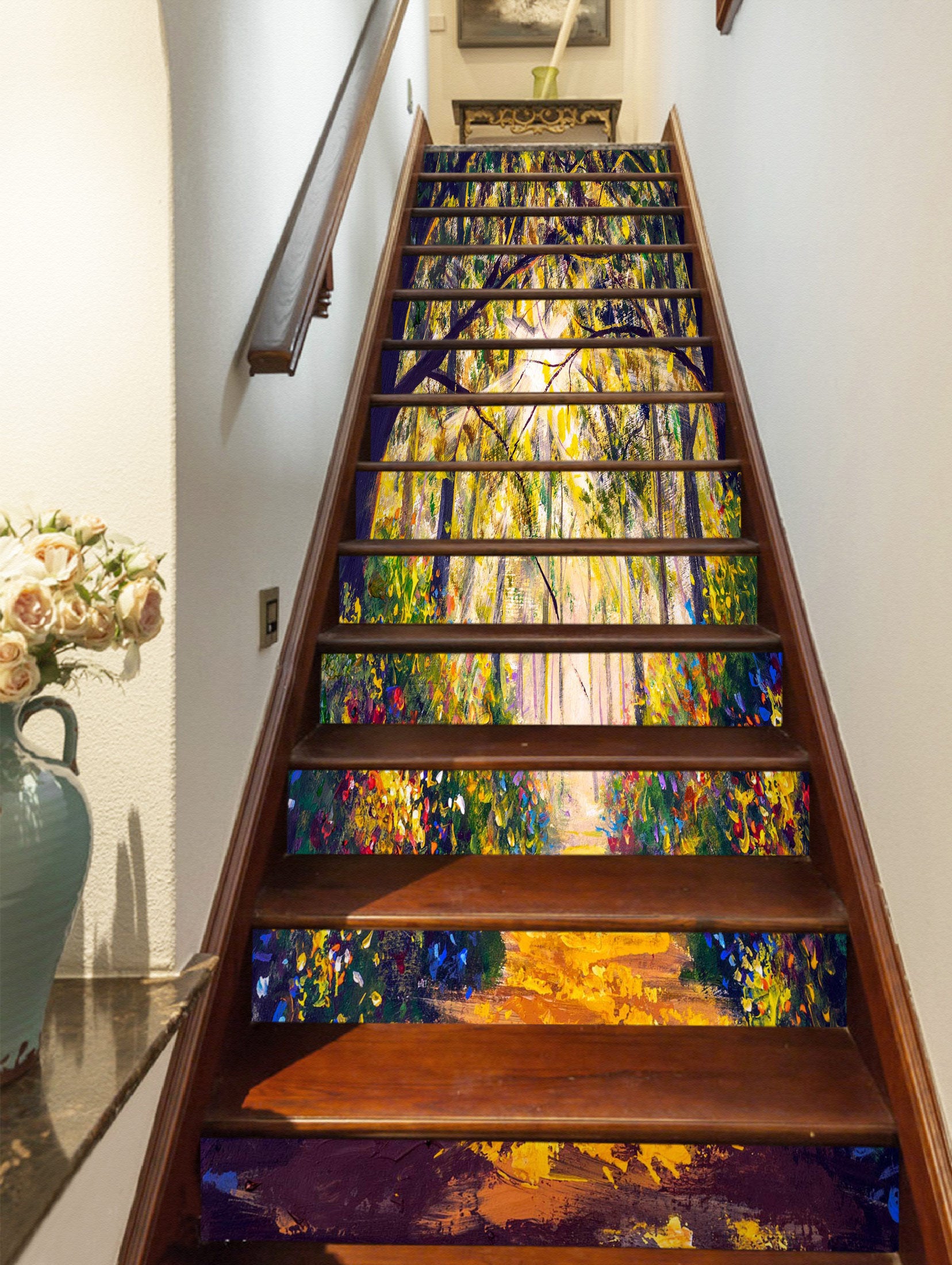 3D Sunlight In The Staggered Woods 383 Stair Risers