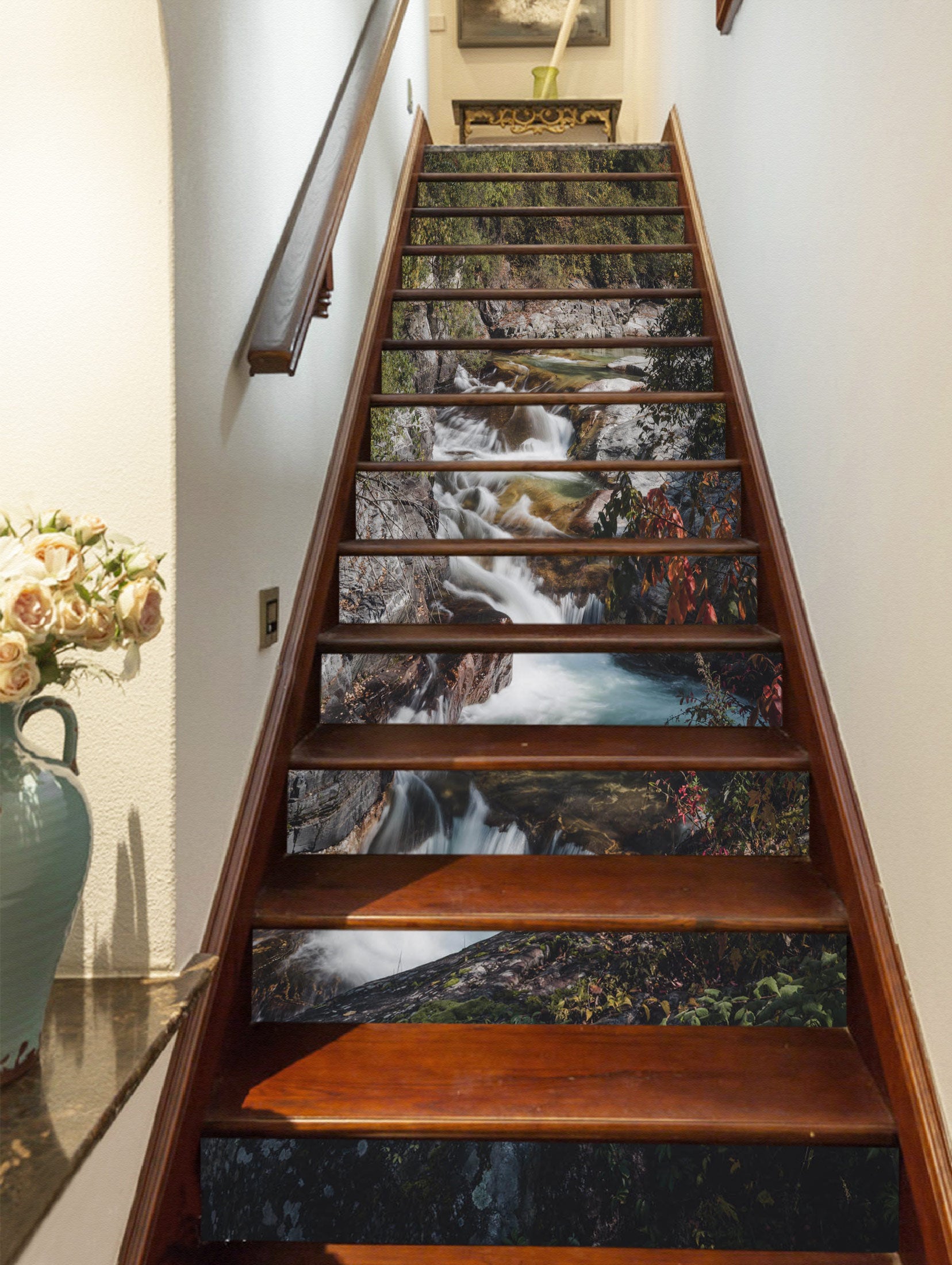 3D Valley Flowing Water 245 Stair Risers