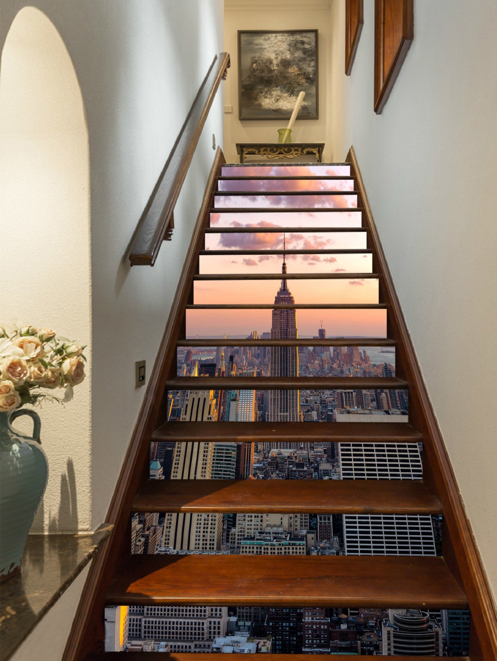 3D New York Sunset 876 Stair Risers Wallpaper AJ Wallpaper