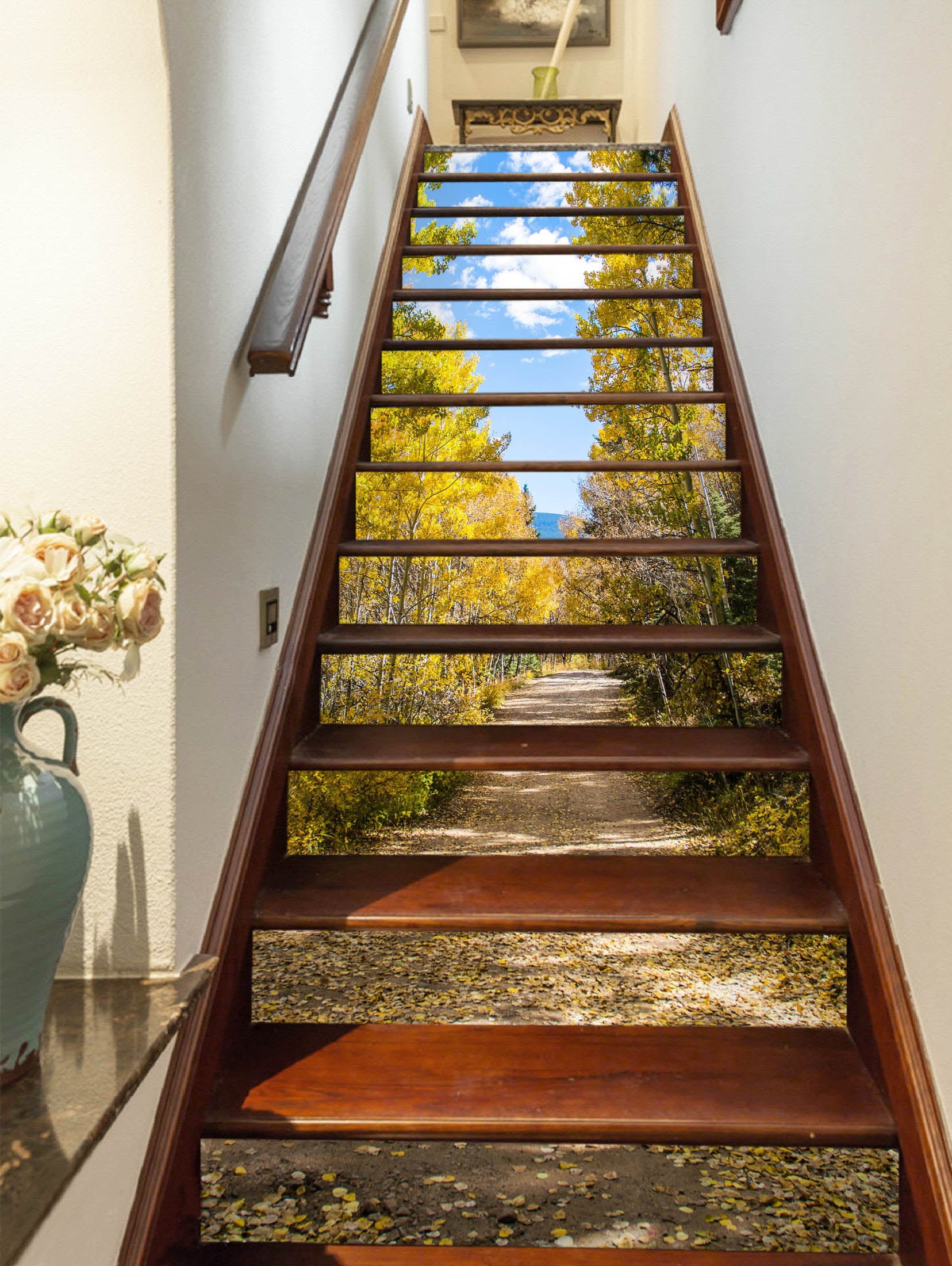 3D Road Between Woods 536 Stair Risers