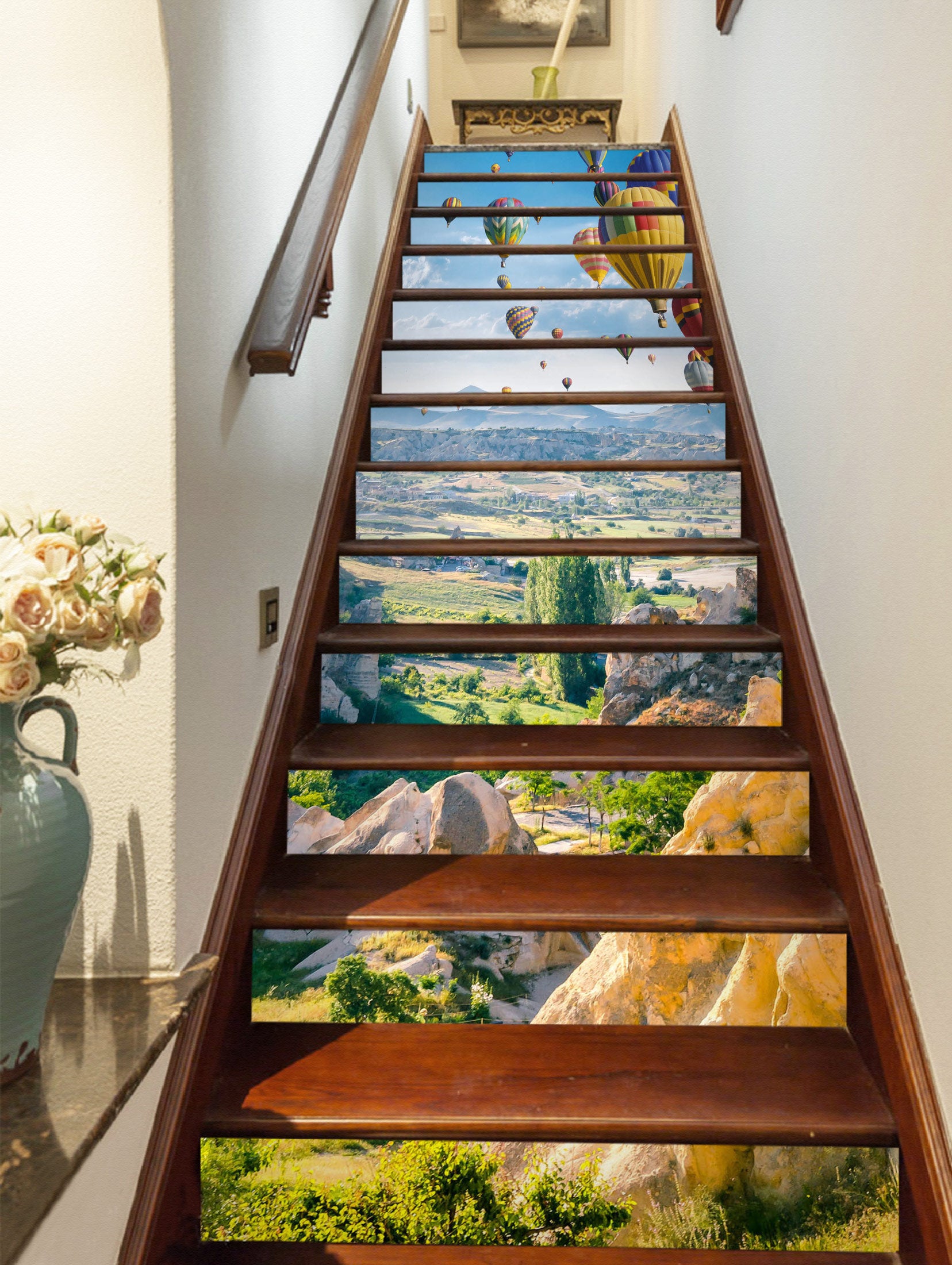 3D Romantic Hot Air Balloons 438 Stair Risers