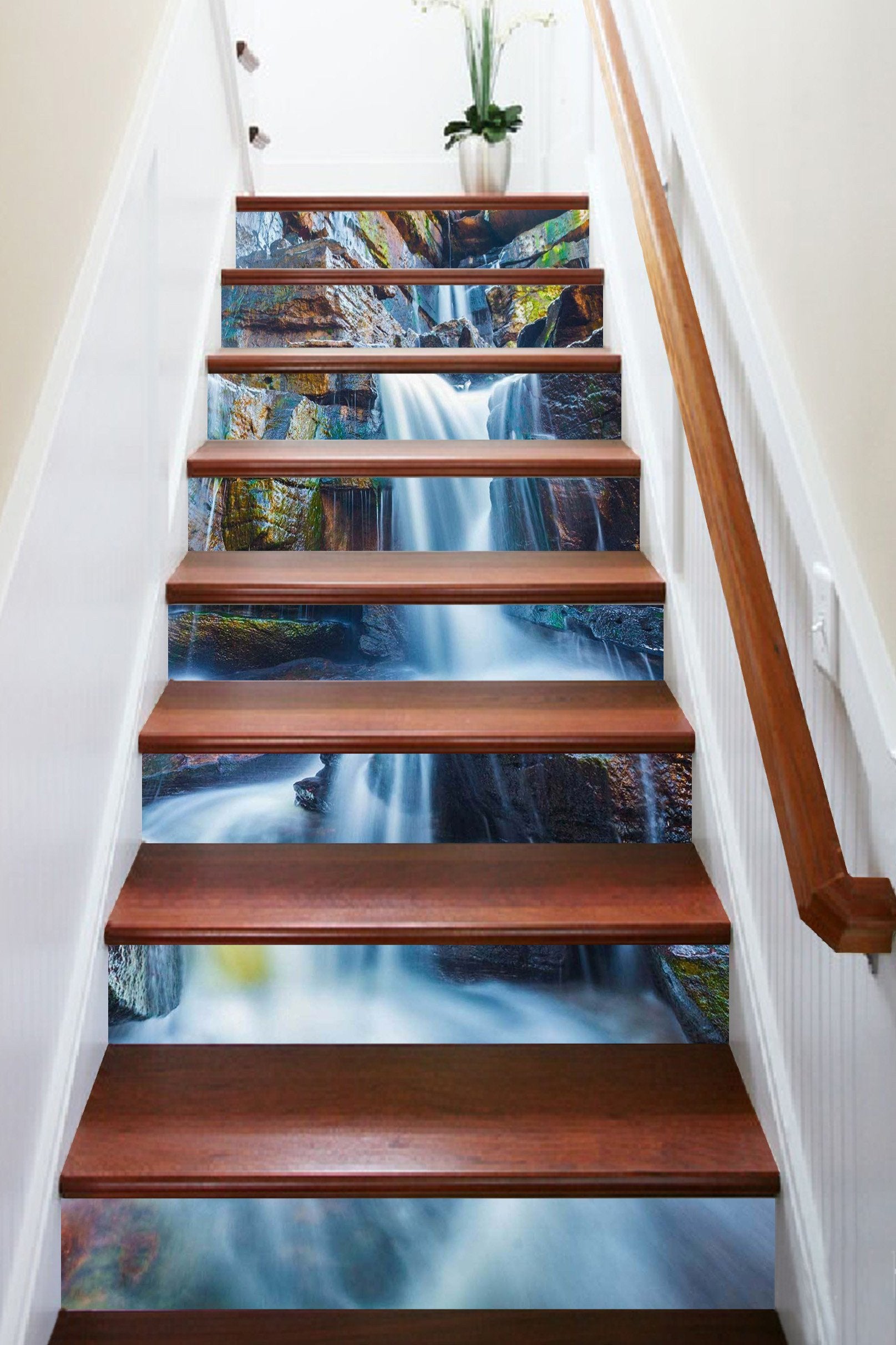 3D Creek Rock Formation 1594 Stair Risers Wallpaper AJ Wallpaper